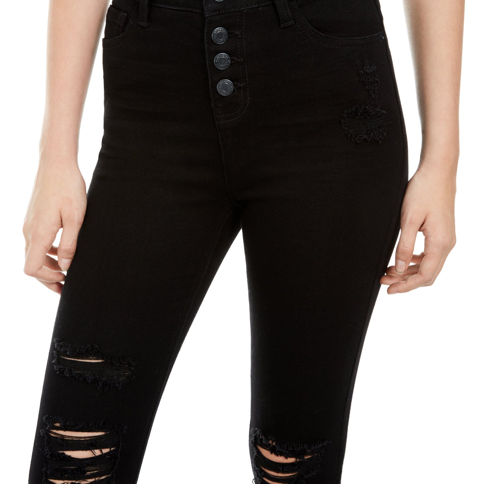 Vanilla Star Juniors Ripped Button Fly Jeans