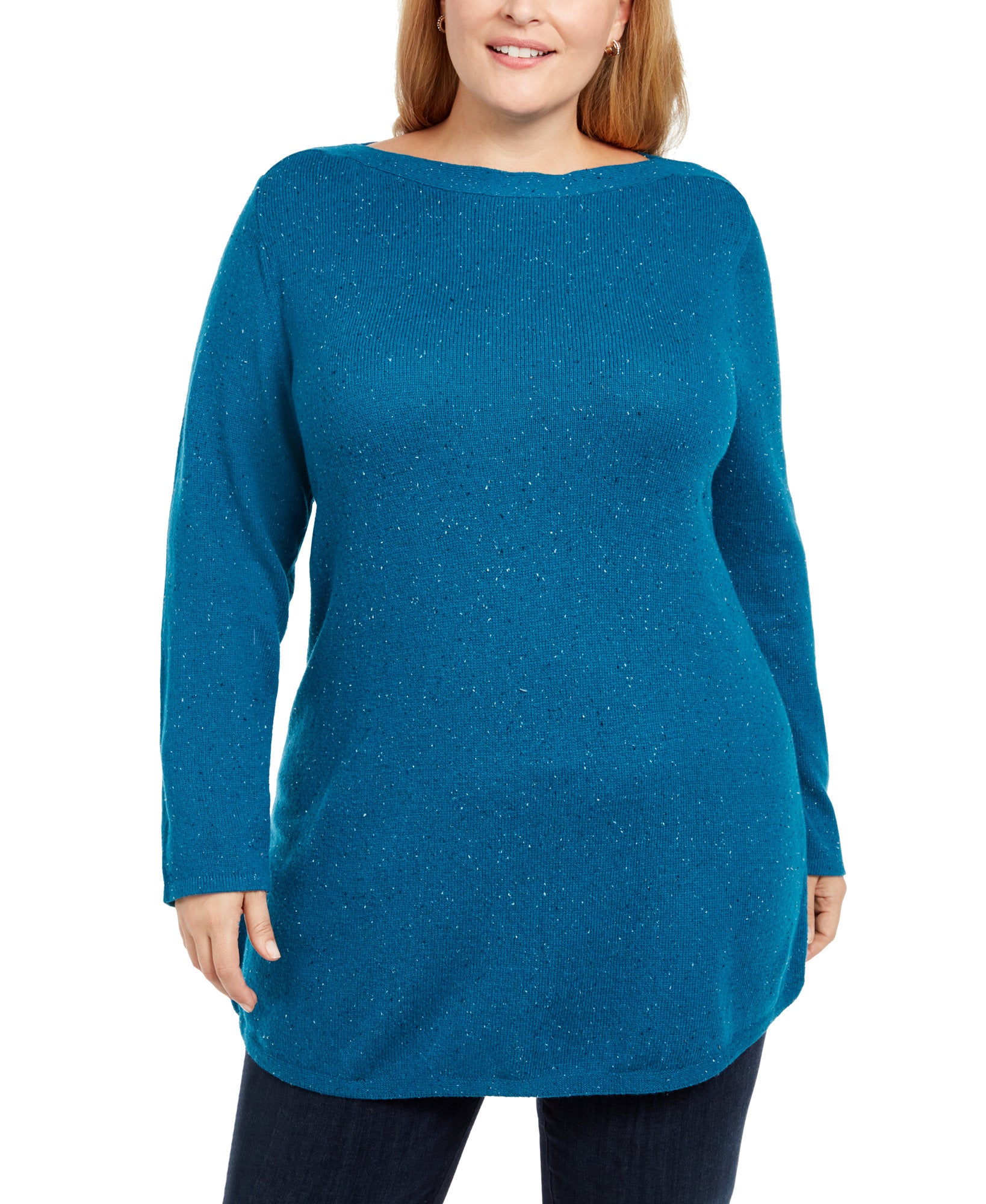 Karen Scott Women Plus Curved Hem Tunic True Teal