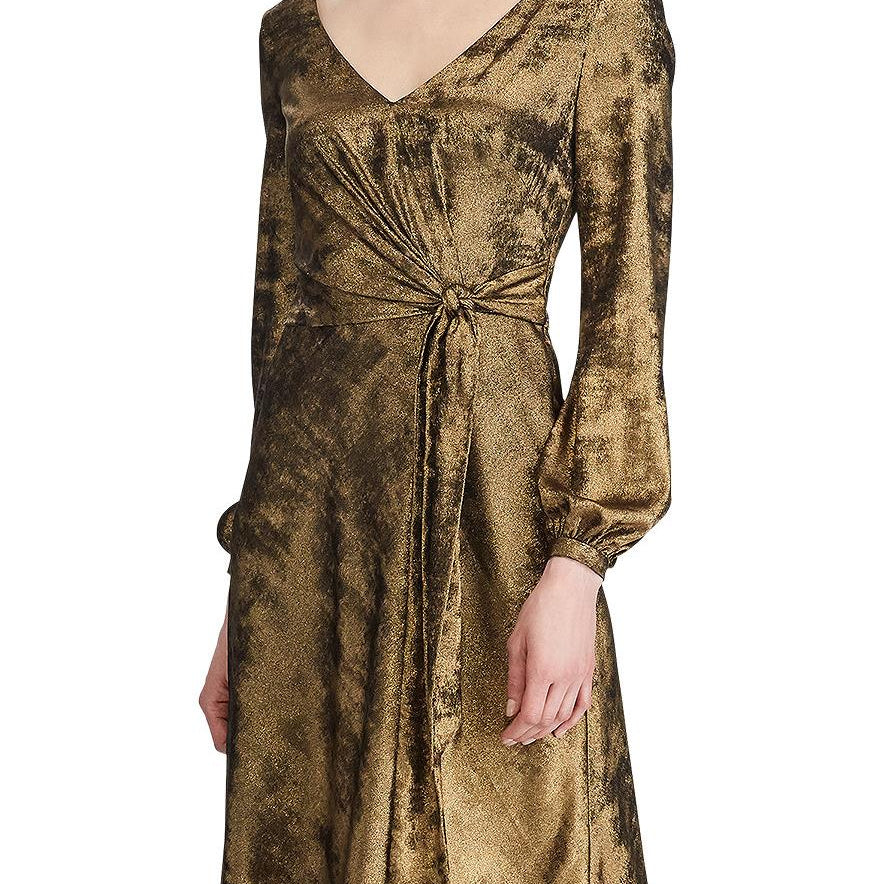 Lauren Ralph Lauren Women Faux Wrap Sateen Dress