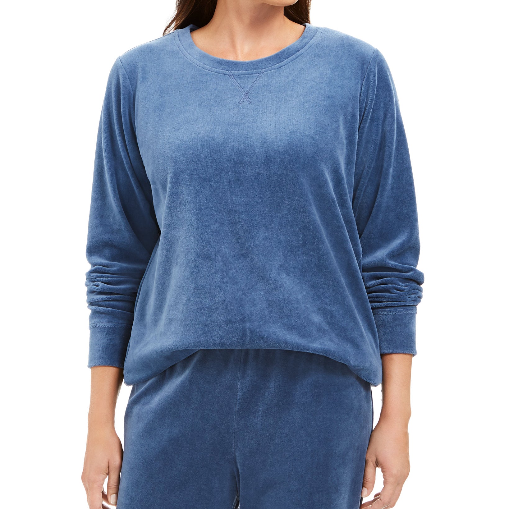 Karen Scott Women Petite Velour Sweatshirt Celestial Sky