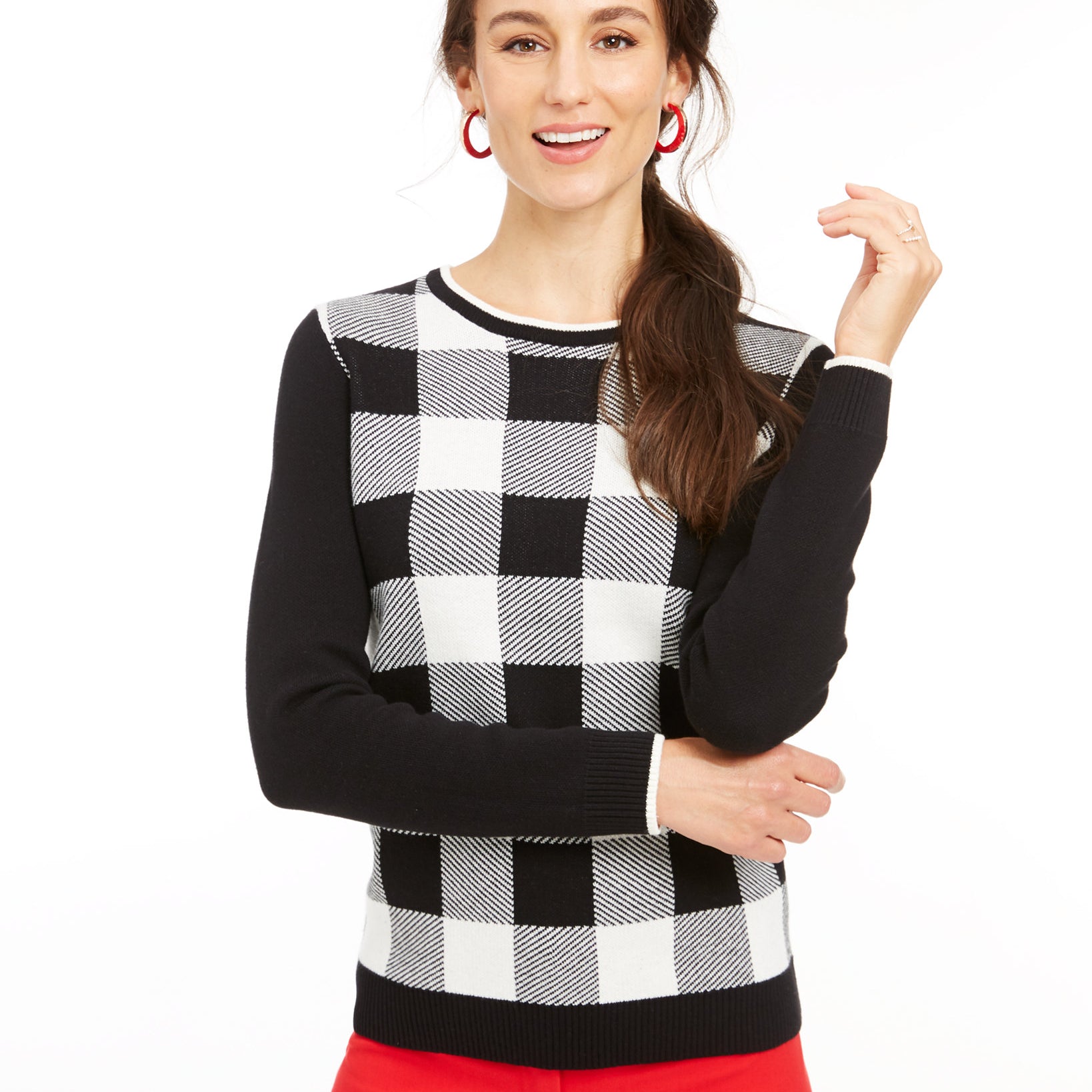 Charter Club Women Buffalo Check Family Sweater Buffalo Check
