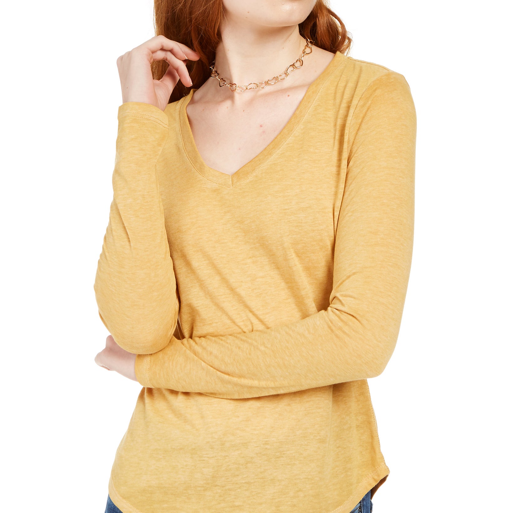 Ultra Flirt Women Long Sleeved Textured Boyfriend T Shirt Spruce Yellow