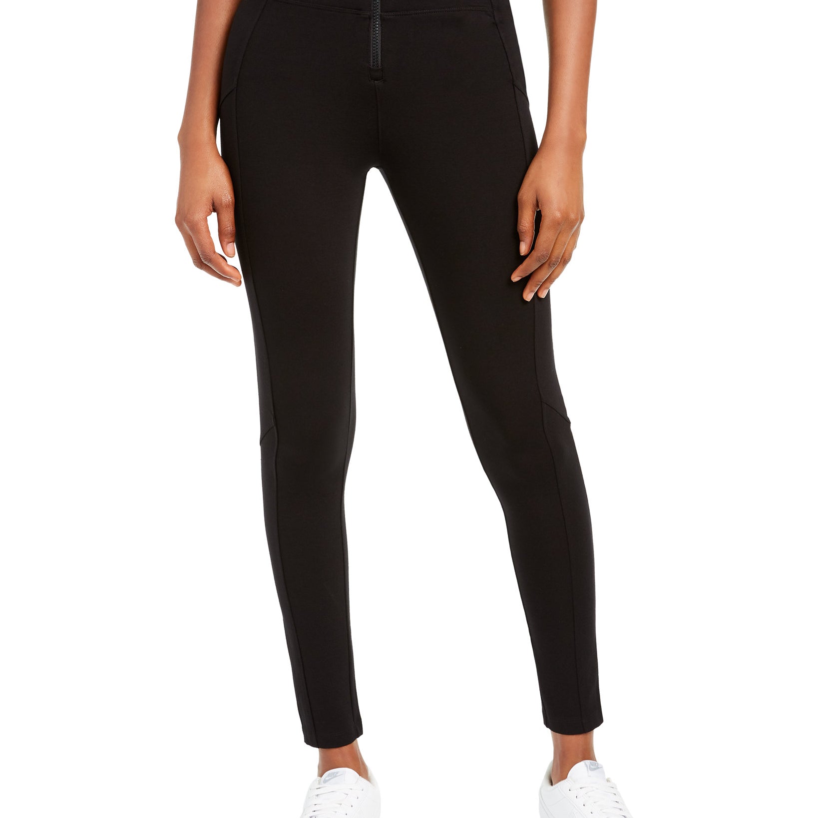 Rewash-Women-Zip-Front-Ponte-Pants-Black
