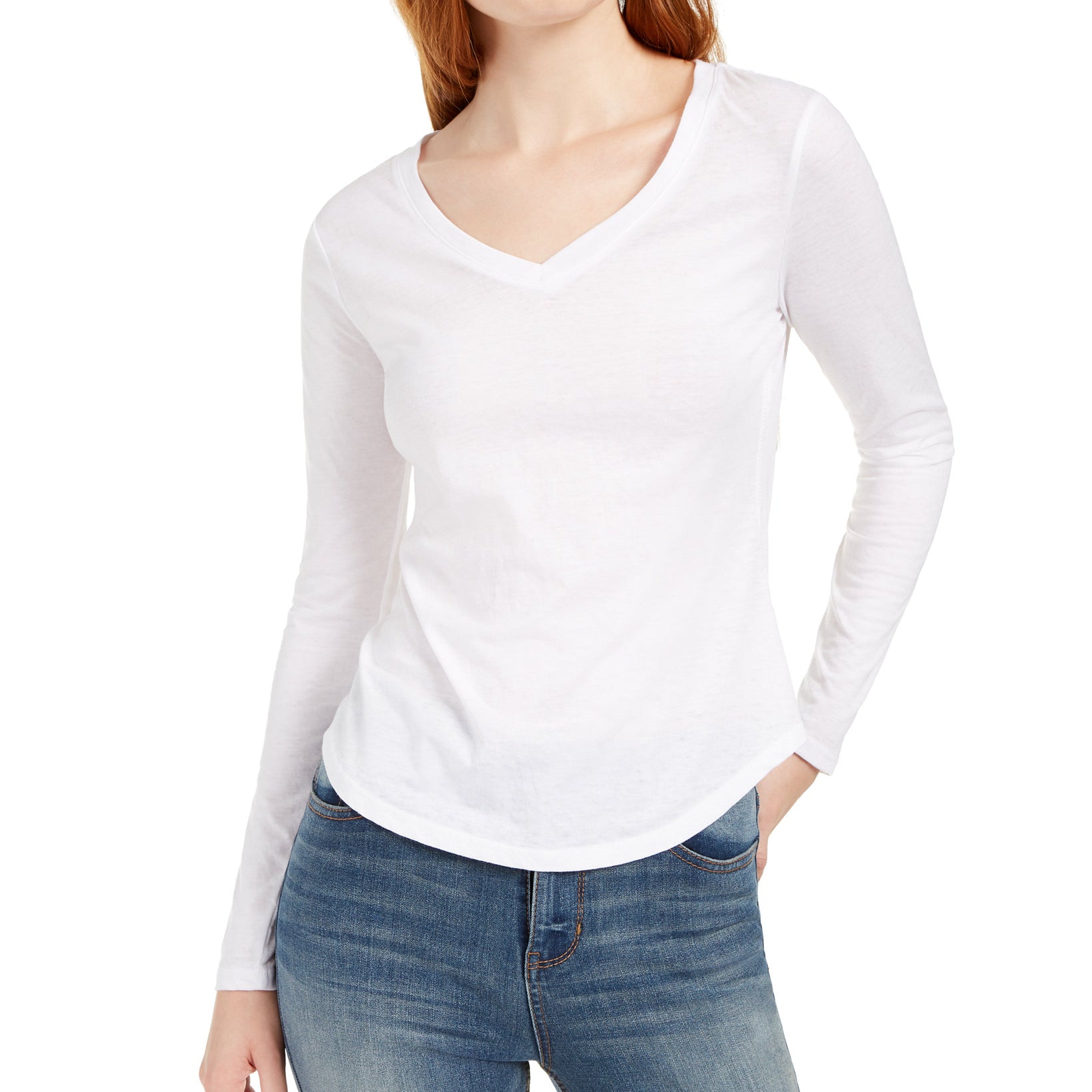 Ultra Flirt Women Long Sleeved Textured Boyfriend T Shirt White
