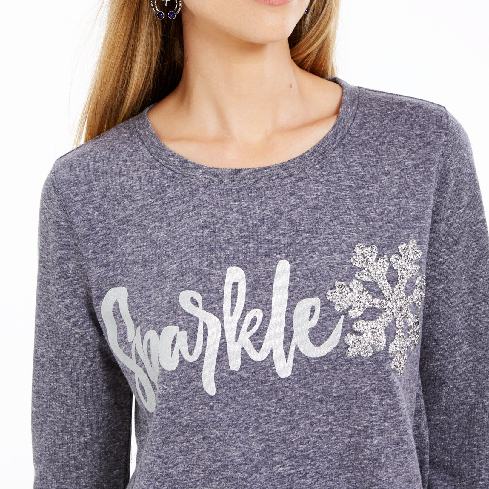 Style & Co Women Sparkle Graphic Sweatshirt