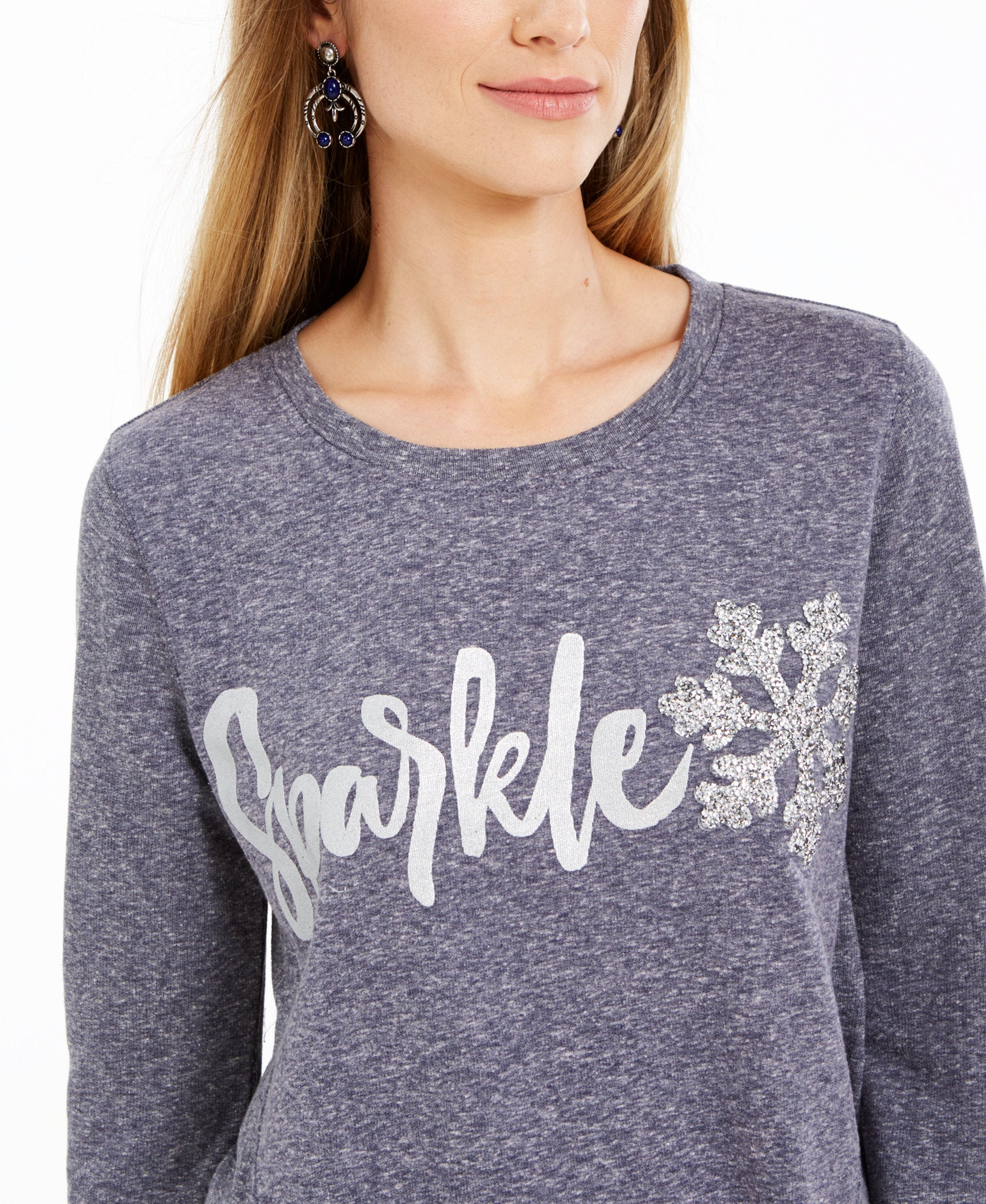 Style & Co Women Sparkle Graphic Sweatshirt