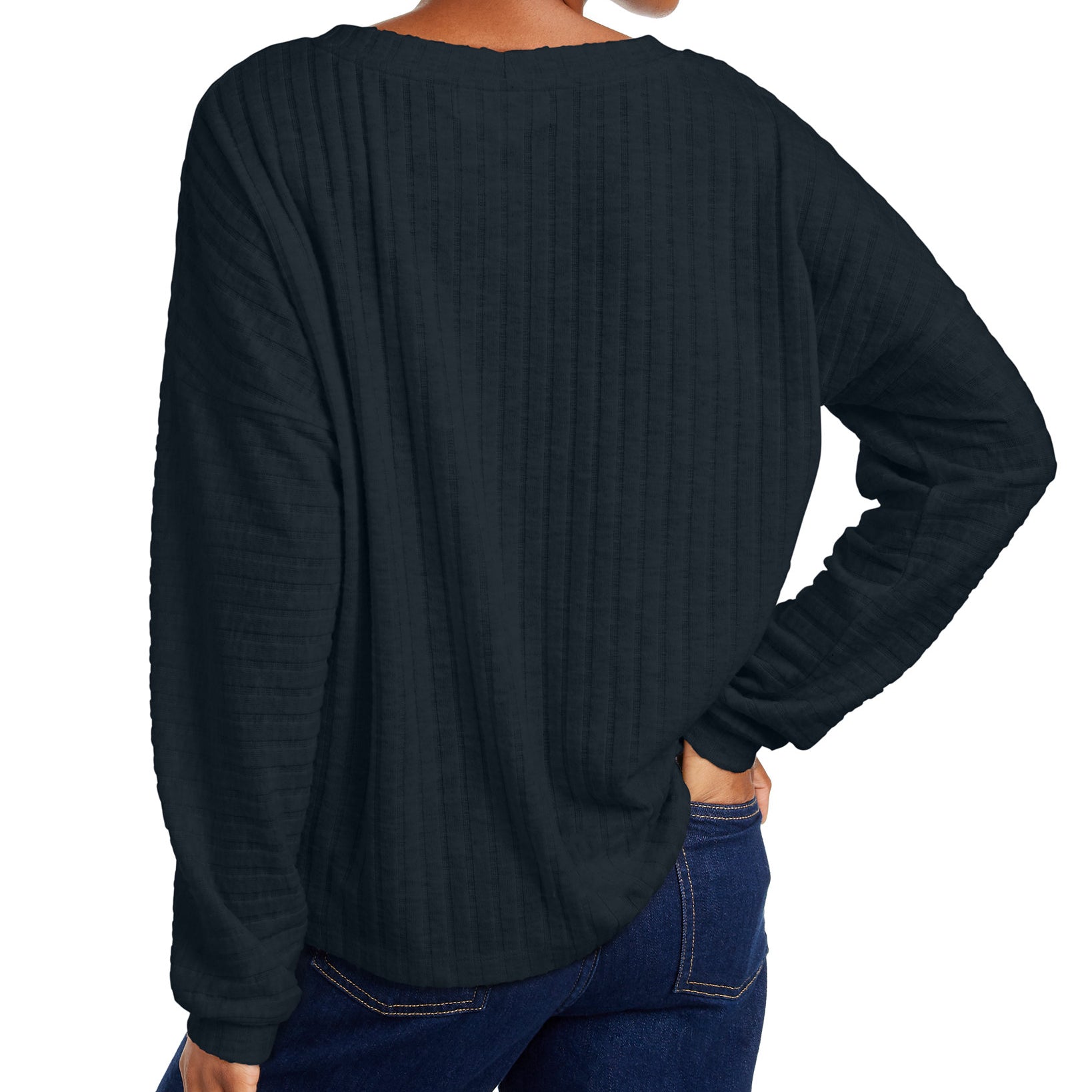 Hippie Rose Women Cozy V Neck Ribbed Top
