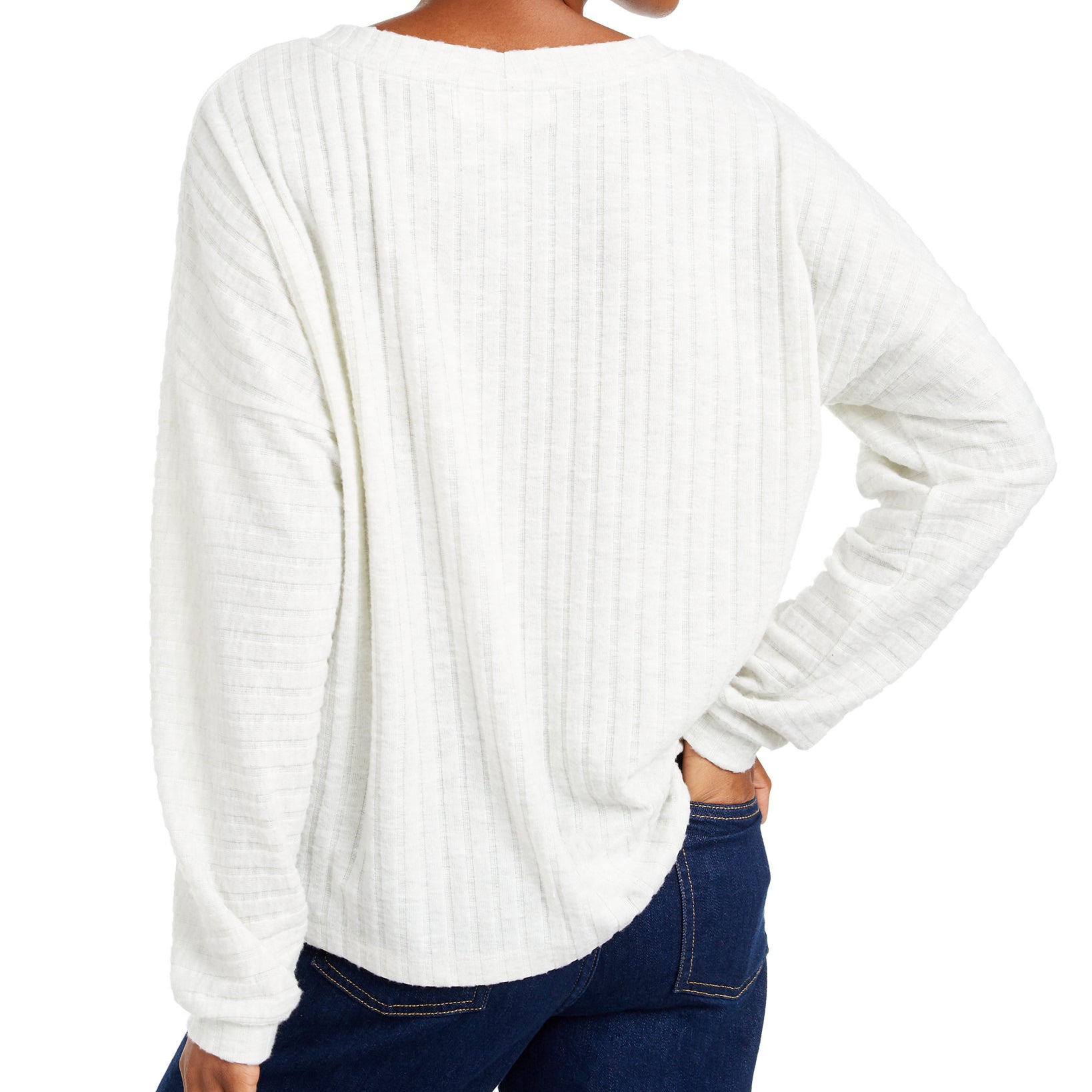 Hippie Rose Women Cozy V Neck Ribbed Top