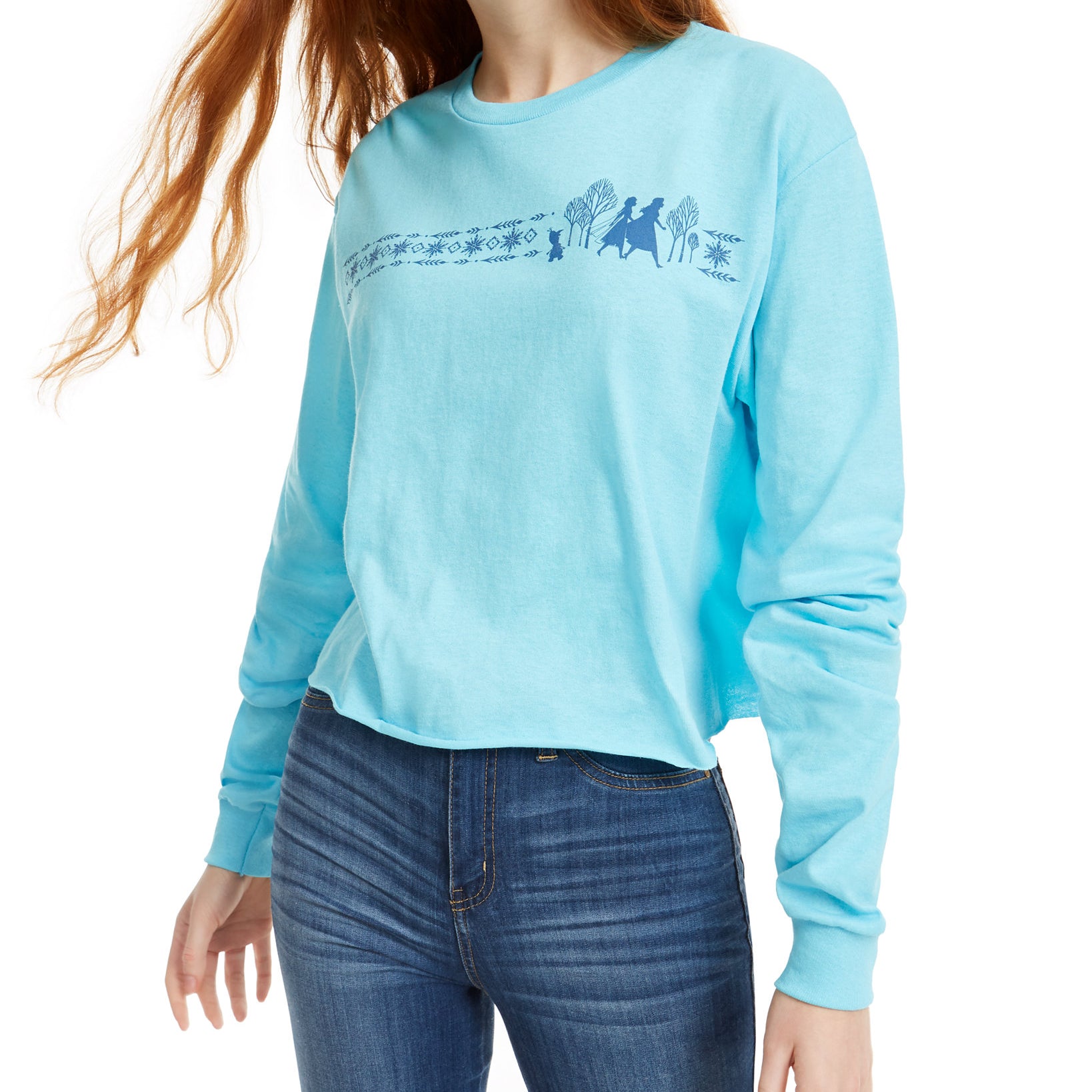 Mad Engine Women Disney Frozen Graphic T Shirt Light Blue