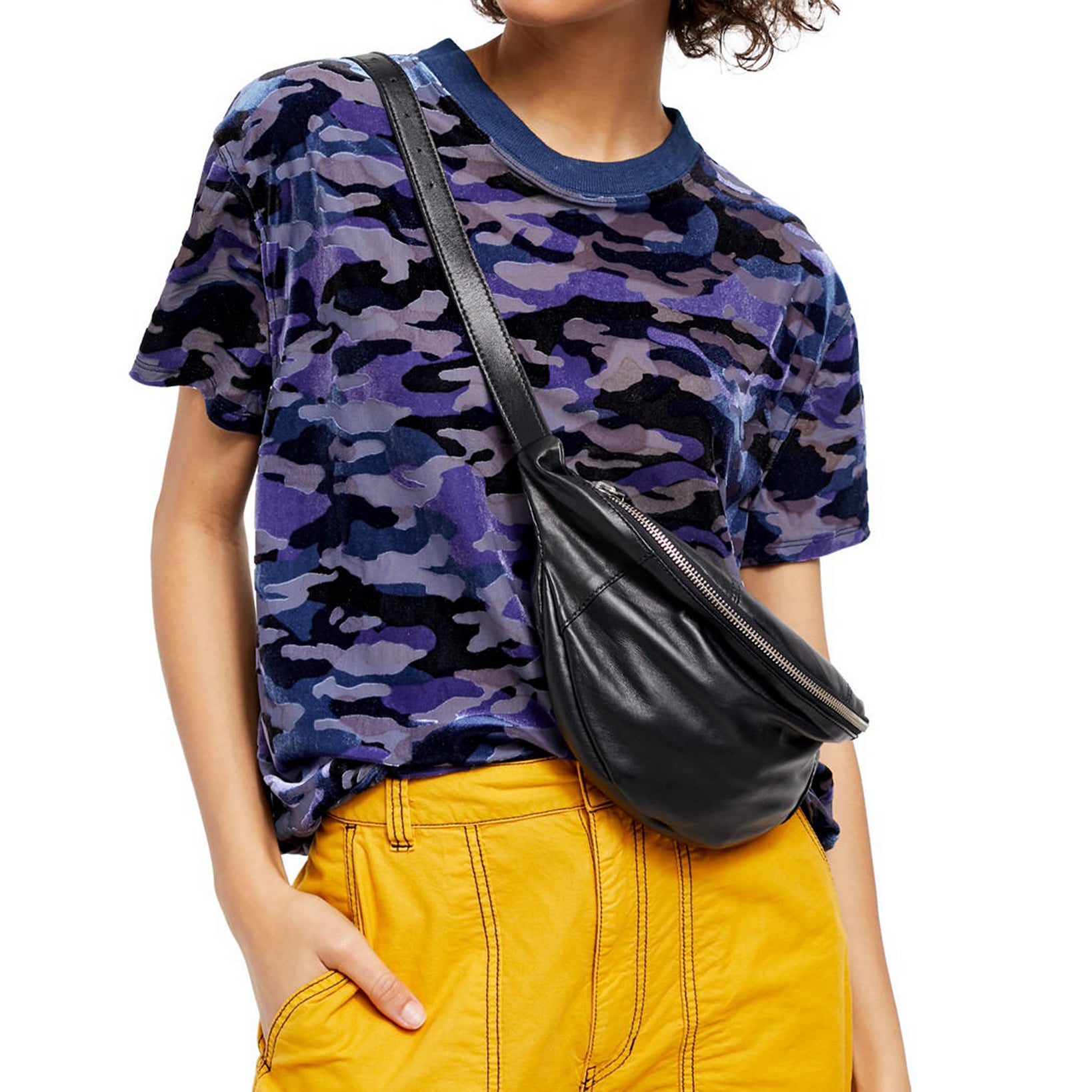 Free People Women Teddy T Shirt Marine Combo