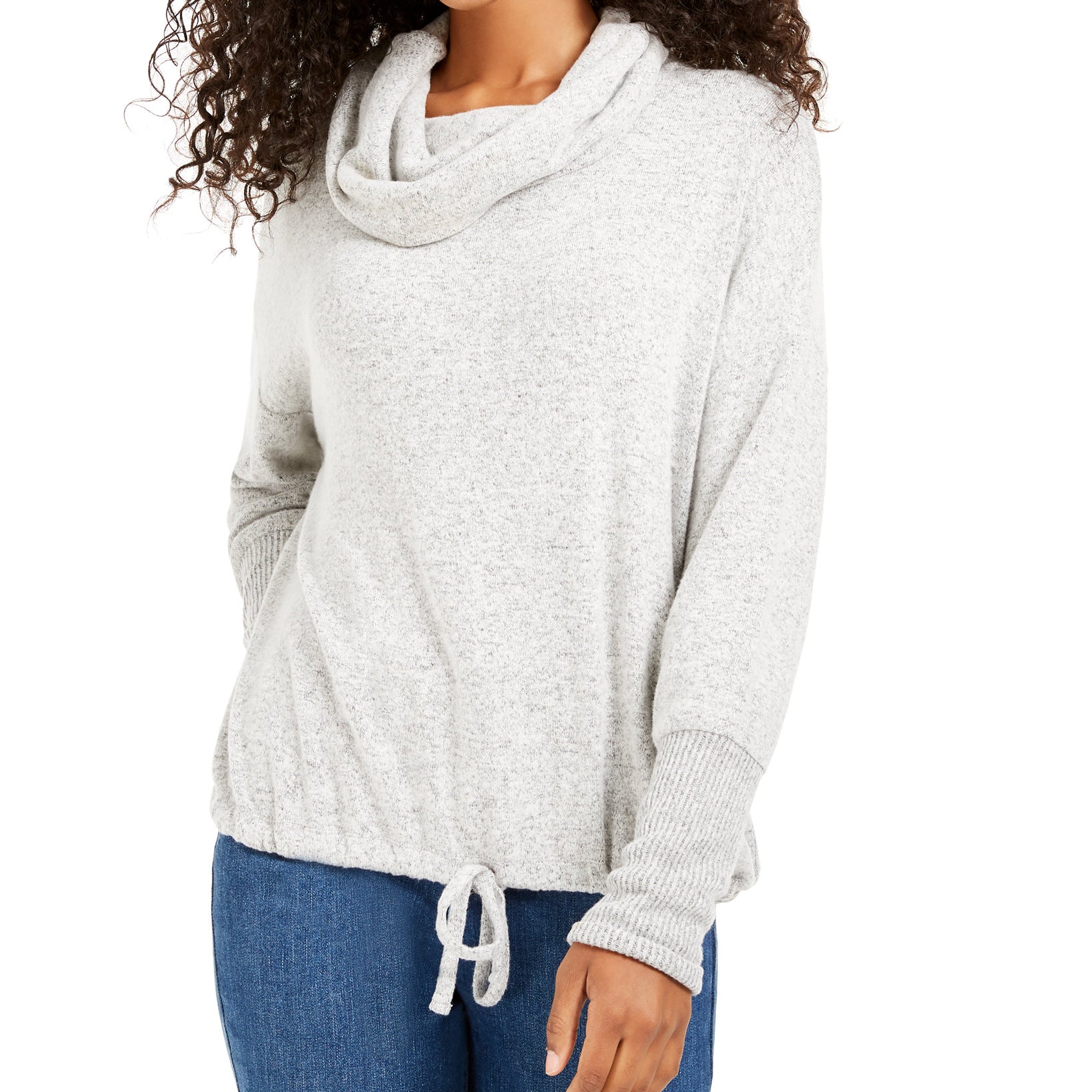 Hippie Rose Juniors Cozy Funnel Neck Pullover Grey