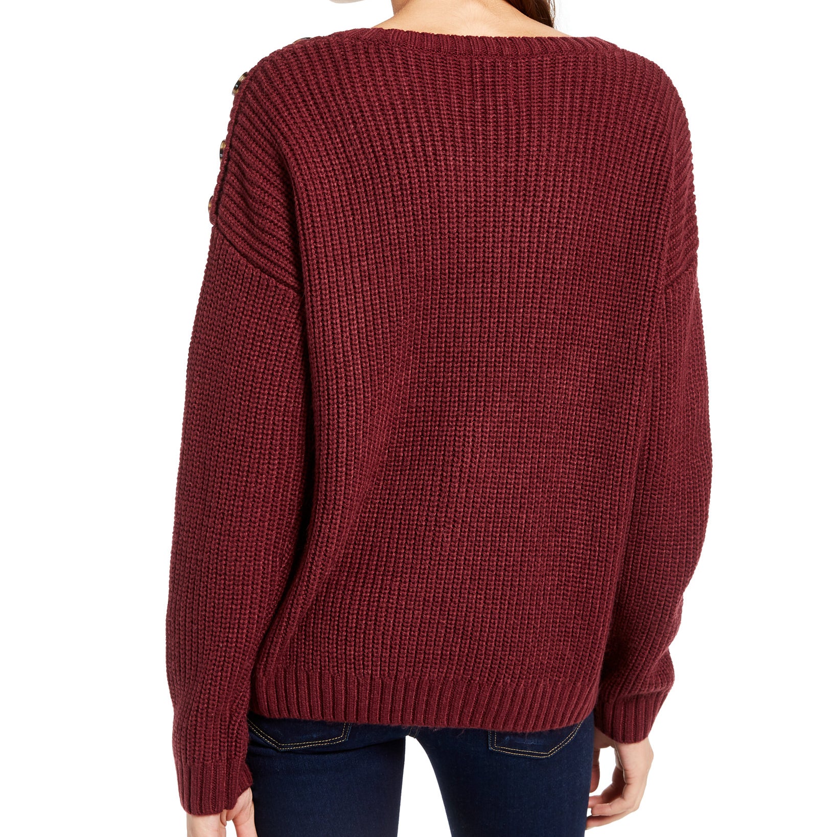Hippie Rose Women Button Shoulder Sweater