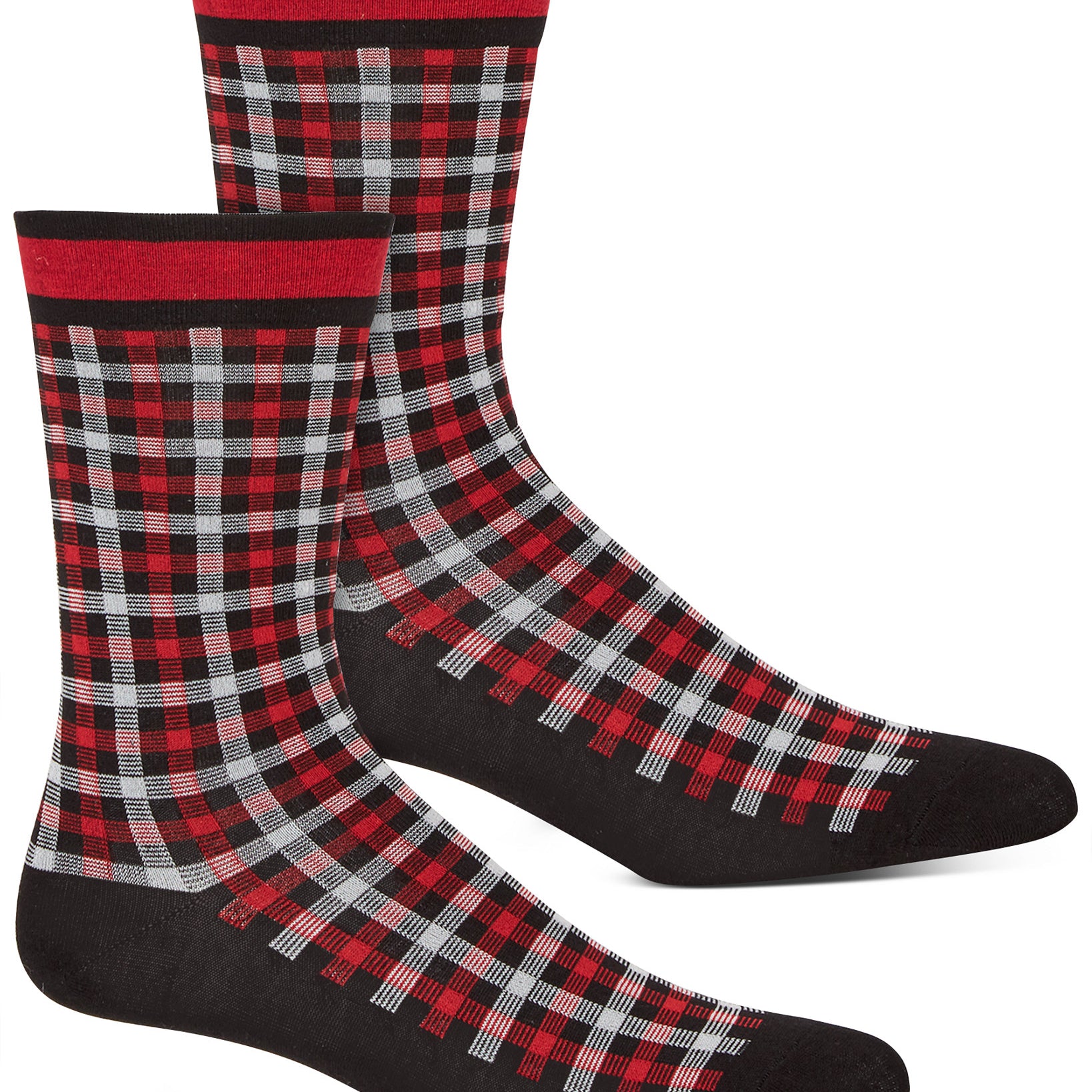 Hue Women Plaid Check Socks Black