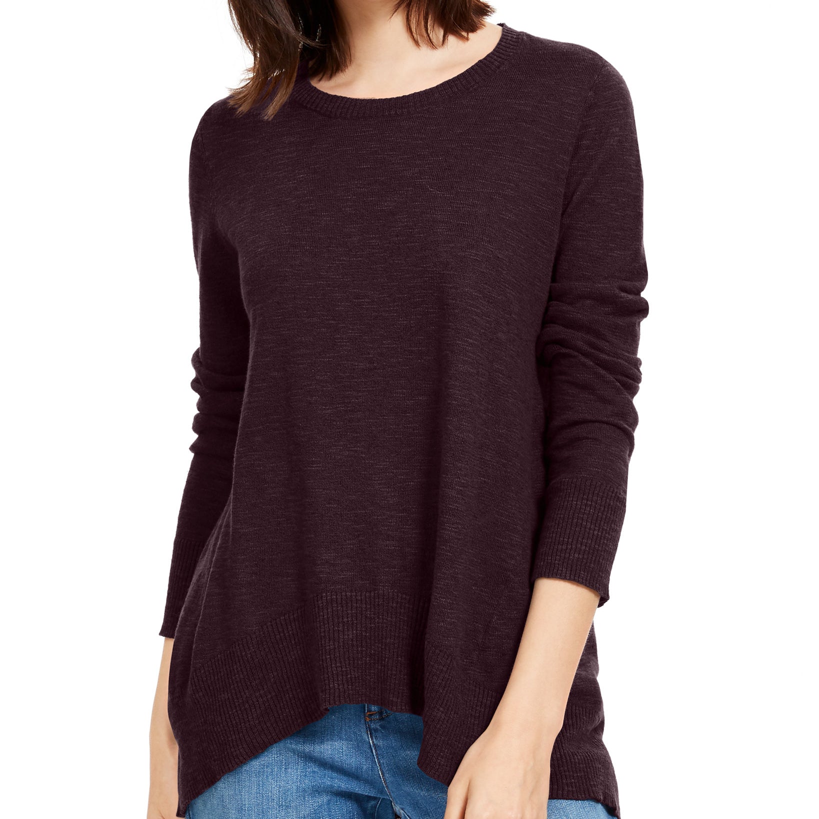 Eileen Fisher Women High Low Organic Sweater Dark Polar