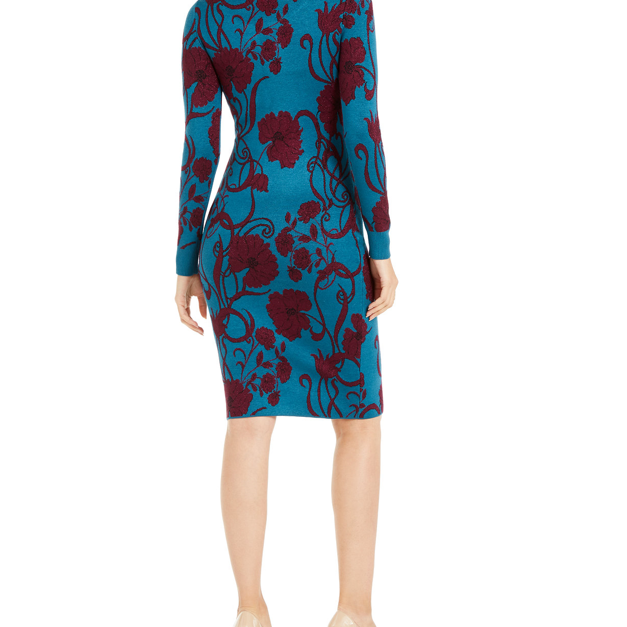 Thalia Sodi Women Jacquard Metallic Sweater Dress