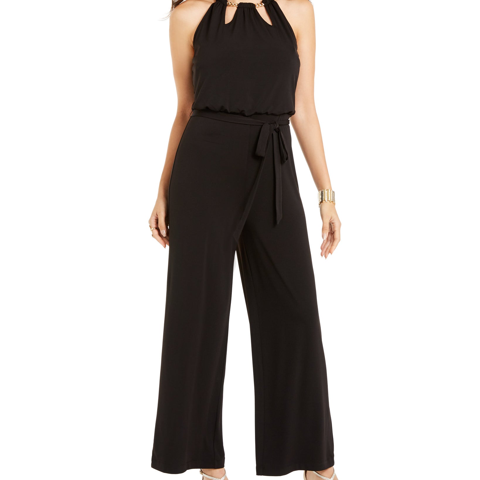 Thalia Sodi Women Chain Neck Jumpsuit Black