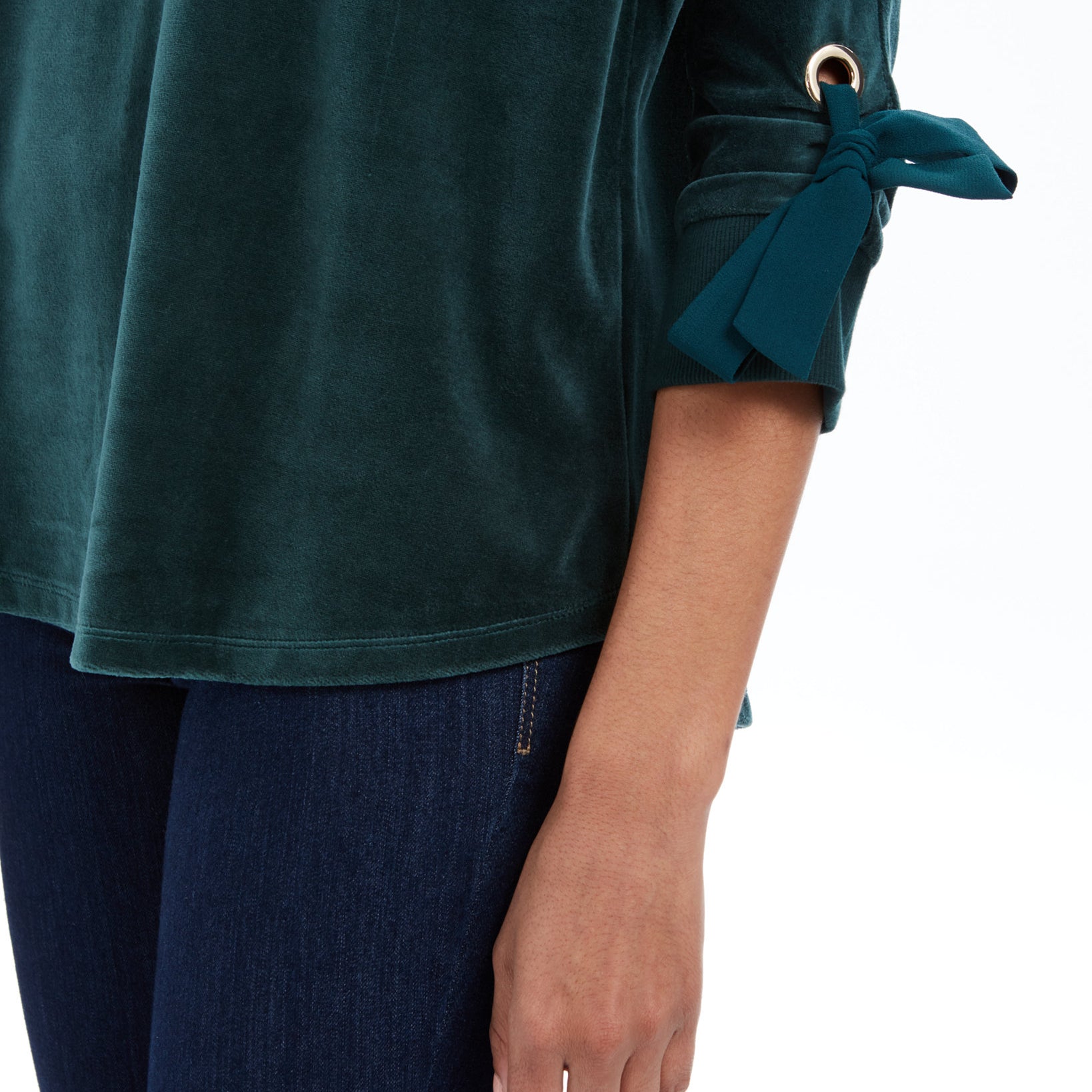 Charter Club Women Velvet Tie Sleeve Top