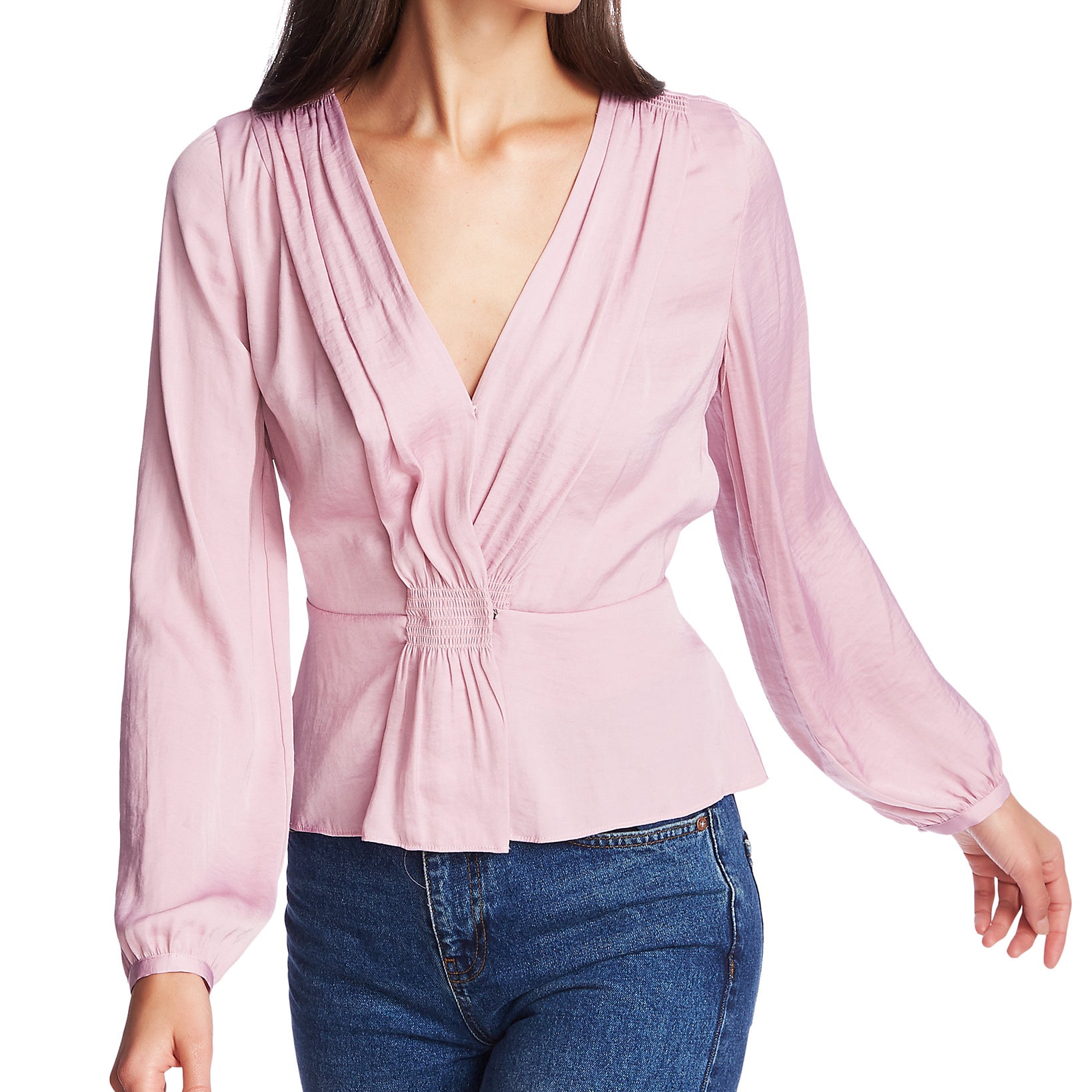 1.STATE Women Surplice Peplum Top