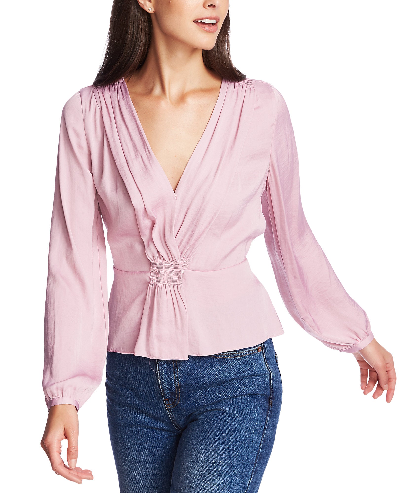 1.STATE Women Surplice Peplum Top