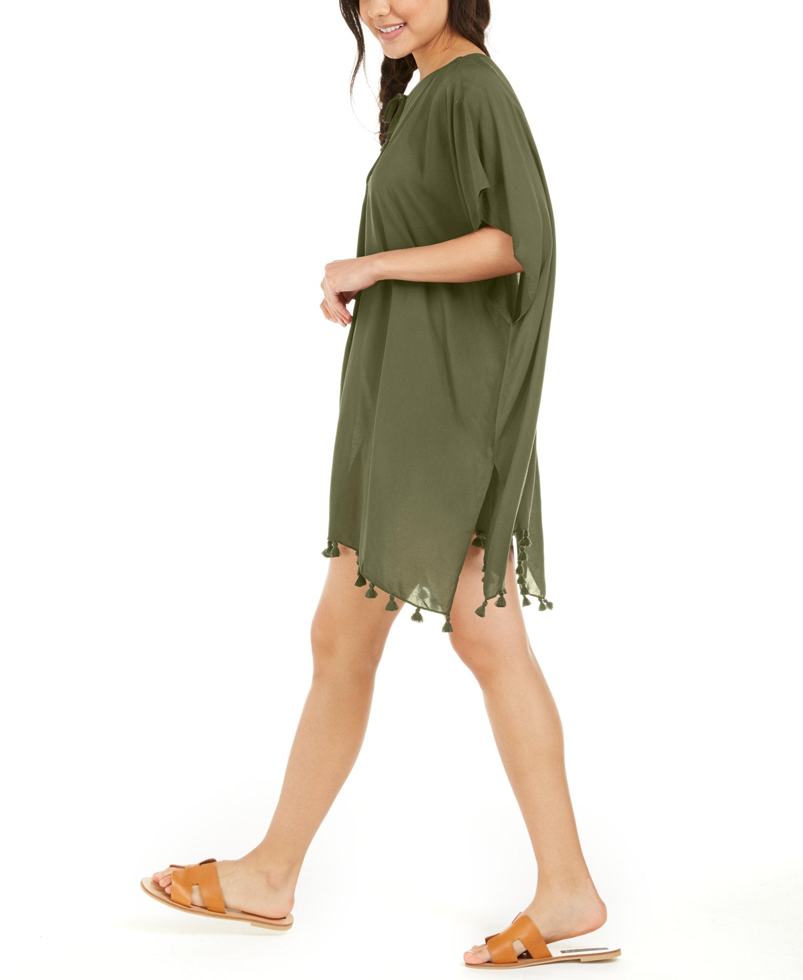 DKNY Women Pom Pom Caftan Swim Cover Up