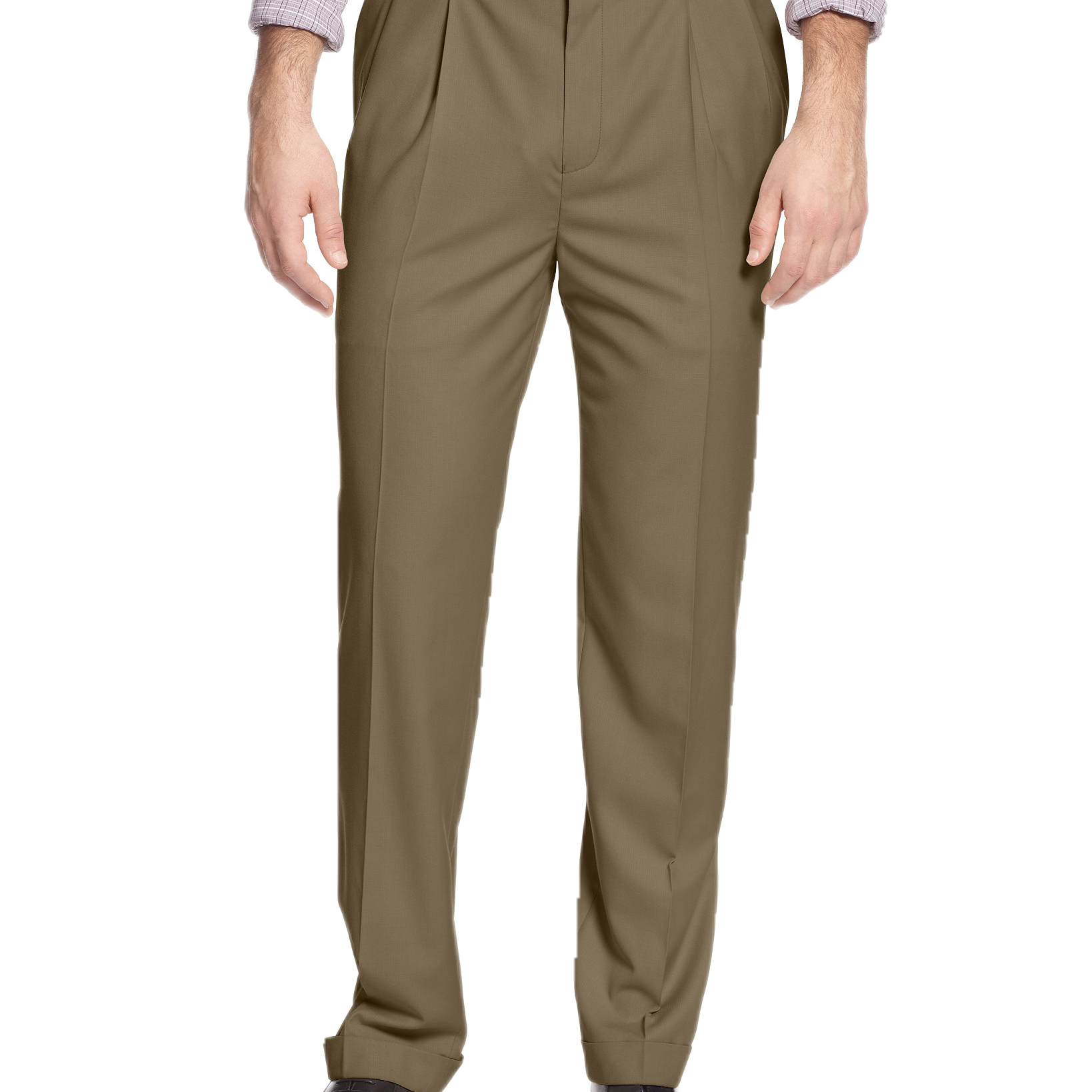 Louis Raphael Men Classic Fit Hidden Extention Pleated Dress Pants Wheat