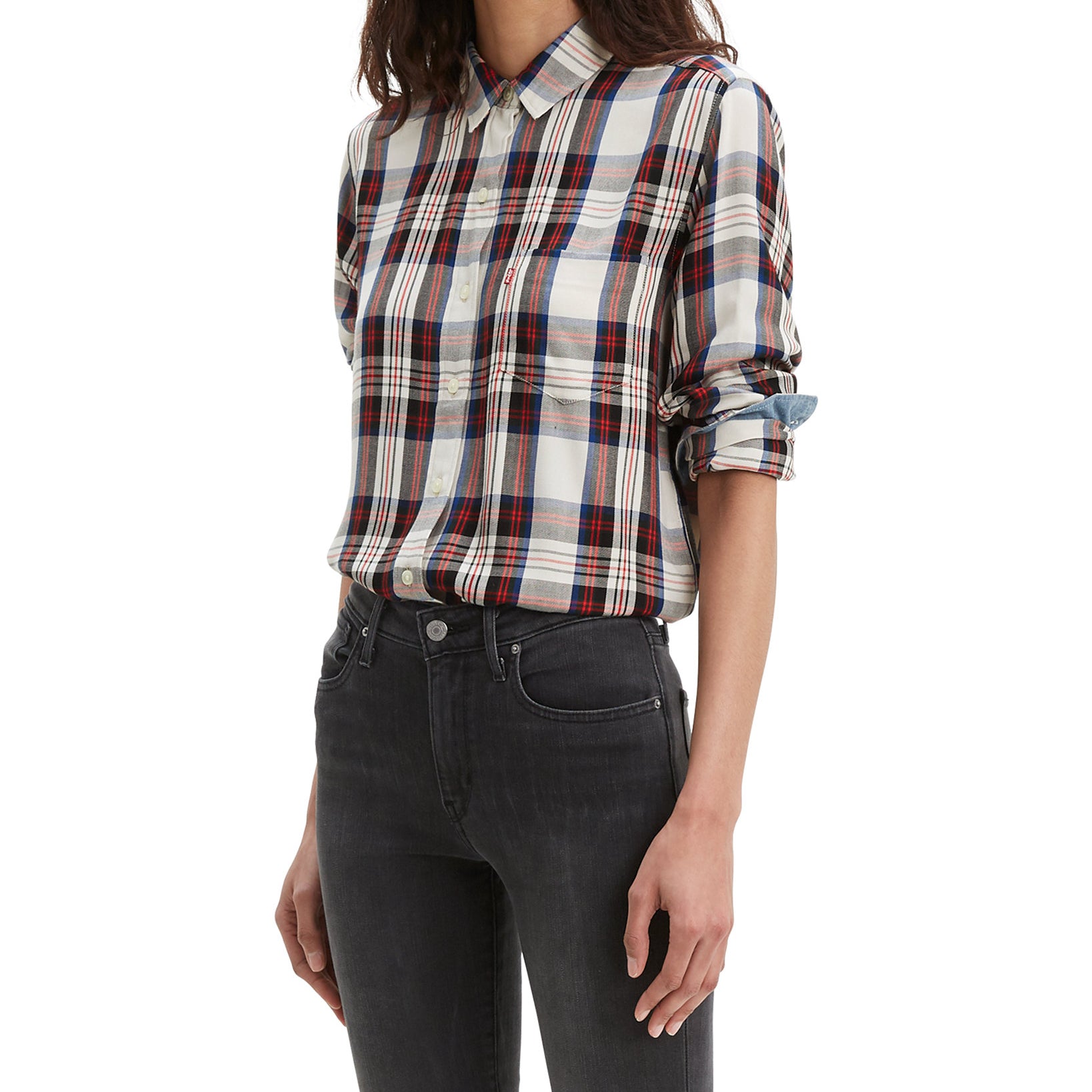 Levis Women Ultimate Boyfriend Plaid Shirt Popple Pine Grove