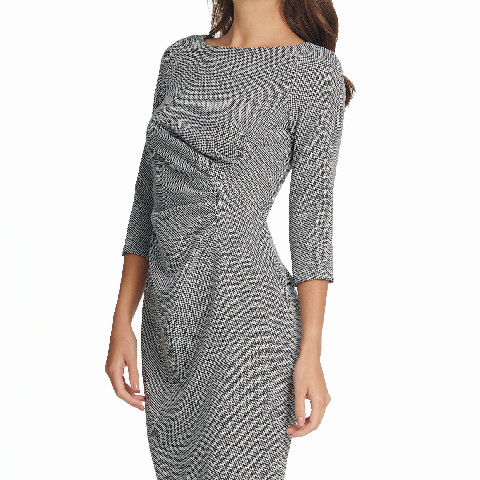 DKNY Women Knit Side Ruche Sheath Dress