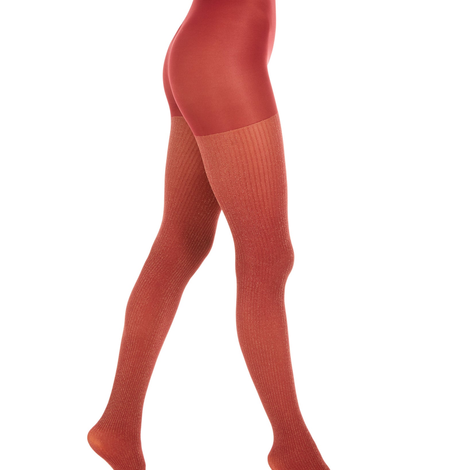 DKNY Women Lurex® Ribbed Control Top Tights Crimson Gold