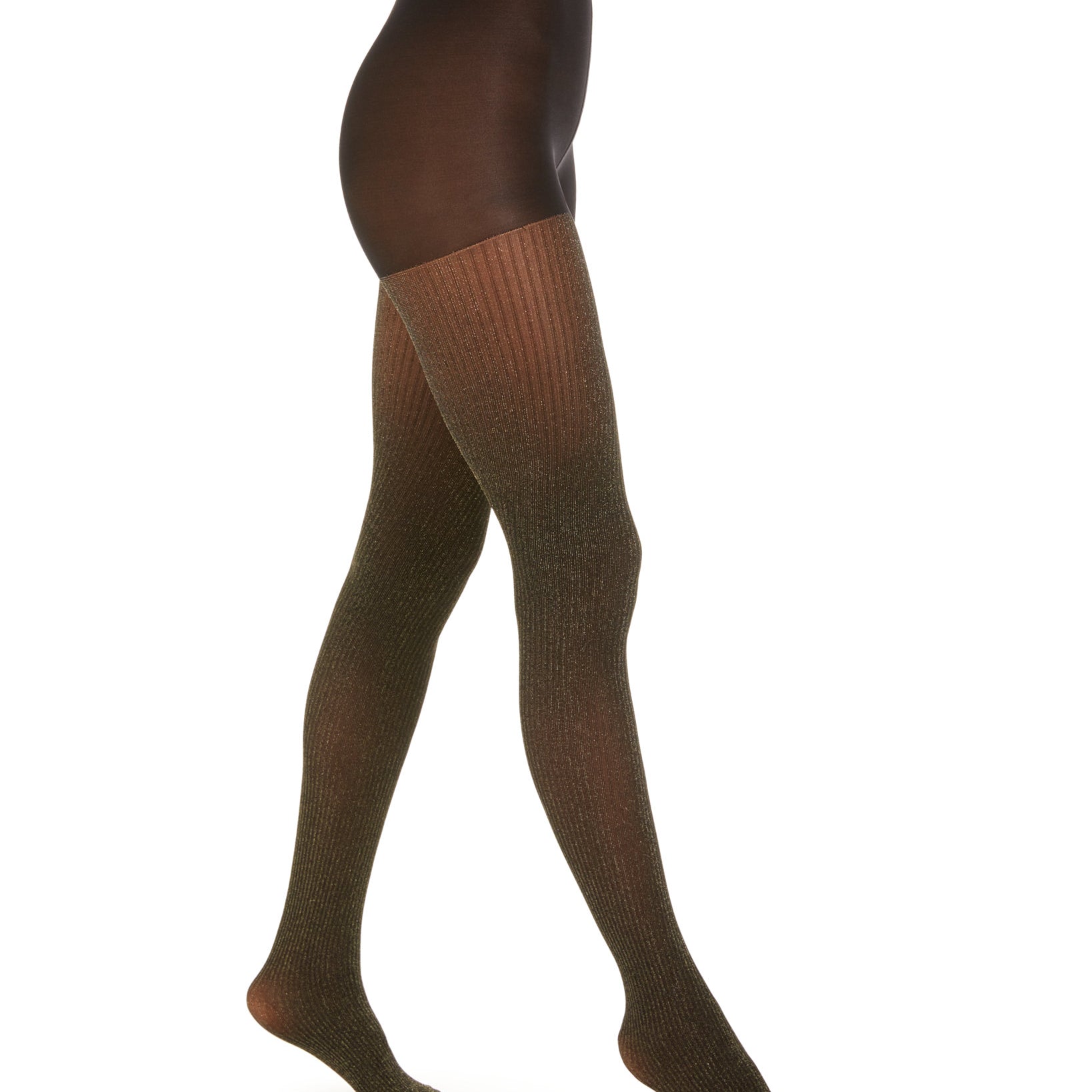 DKNY Women Lurex® Ribbed Control Top Tights Black Gold