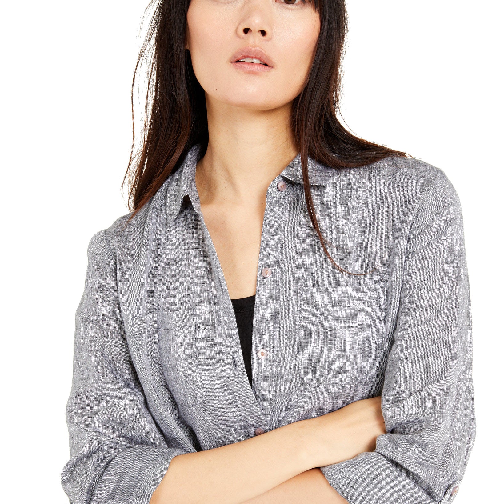 Charter-Club-Women-Petite-Linen-Button-Front-Shirt