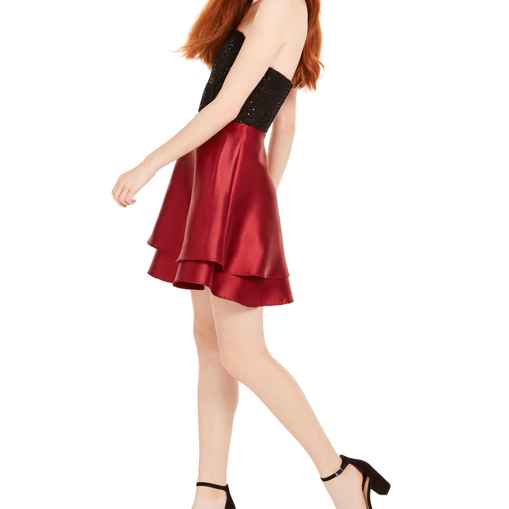 Speechless Women Sequined Lace & Satin Fit Flare Dress