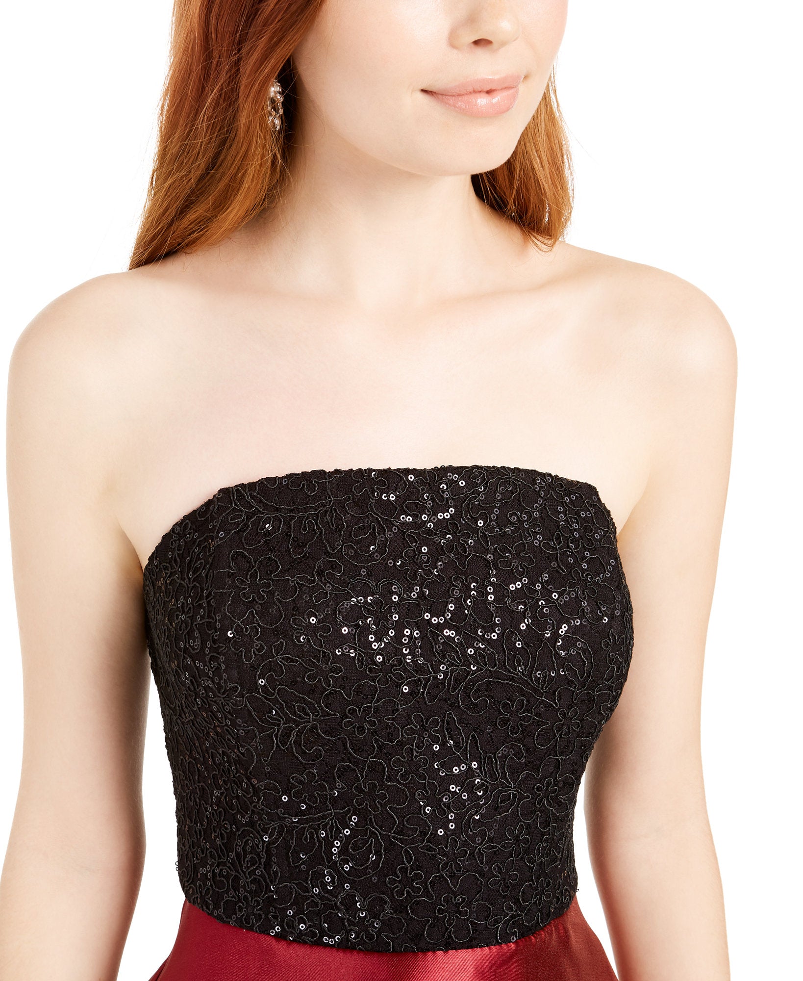 Speechless Women Sequined Lace & Satin Fit Flare Dress
