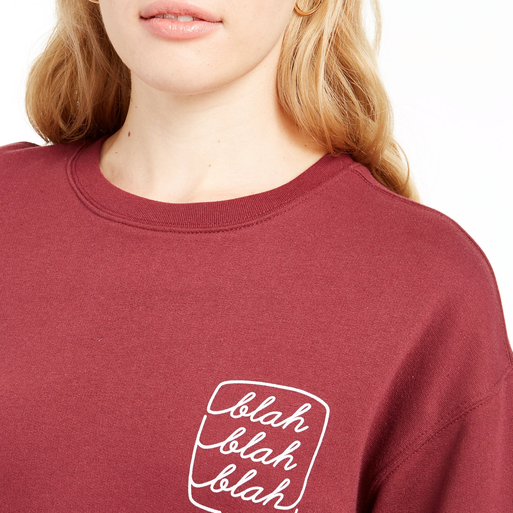 Love Tribe Women Blah Blah Cropped Graphic Sweatshirt
