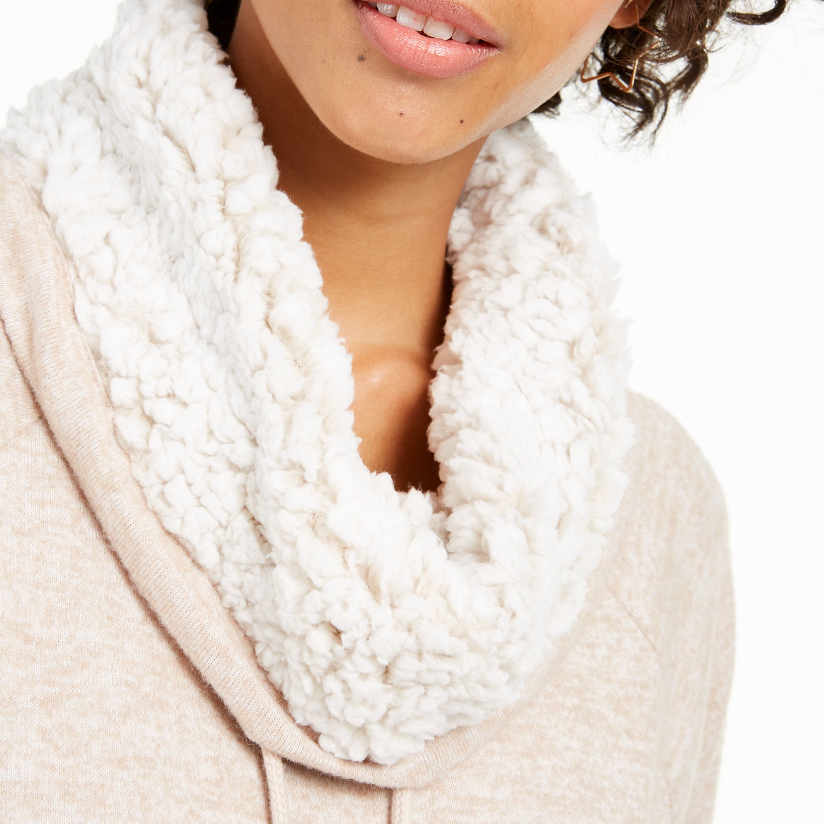 Ultra Flirt Women Sherpa Lined Funnel Neck Sweatshirt