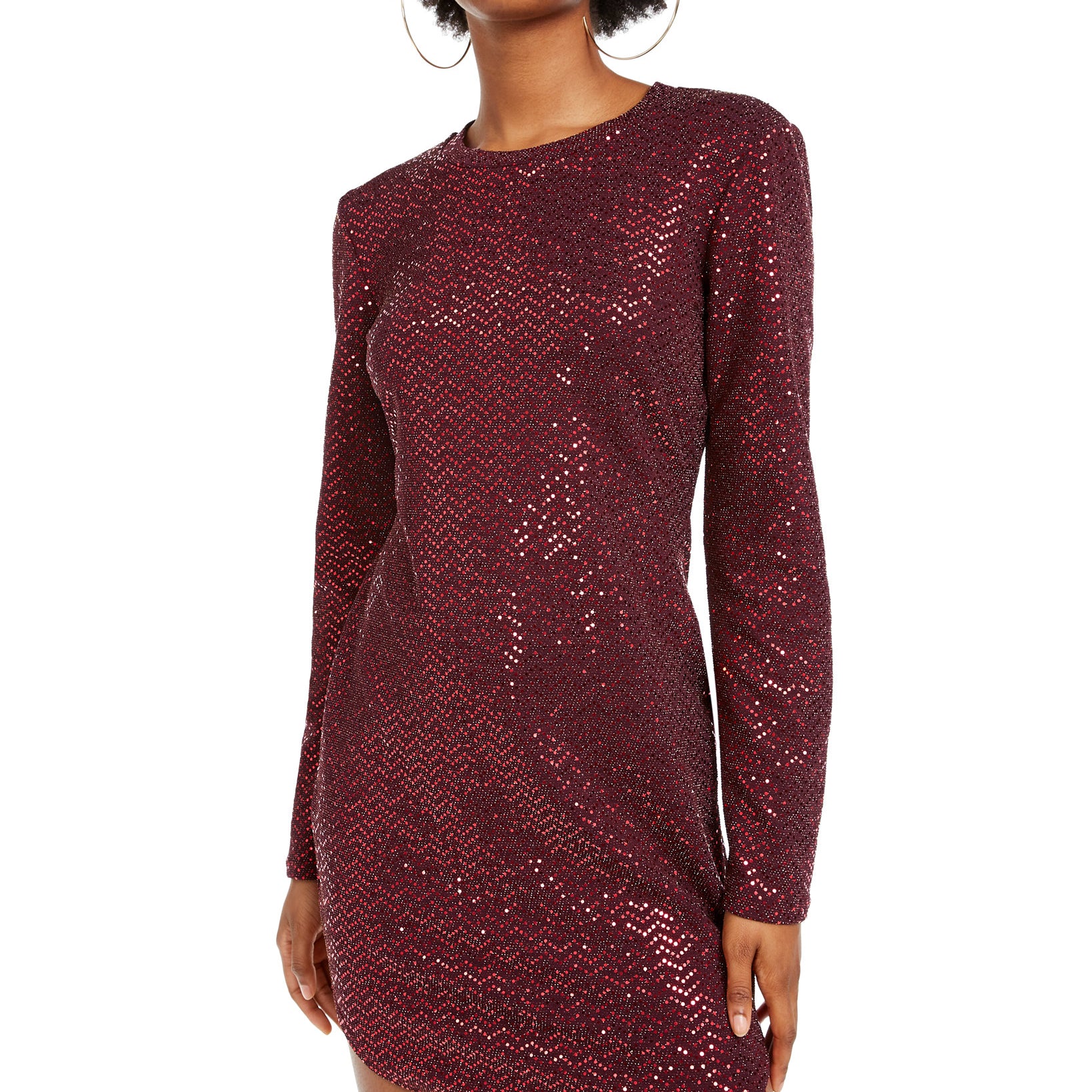 B Darlin Women Sequined Bodycon Dress Wine