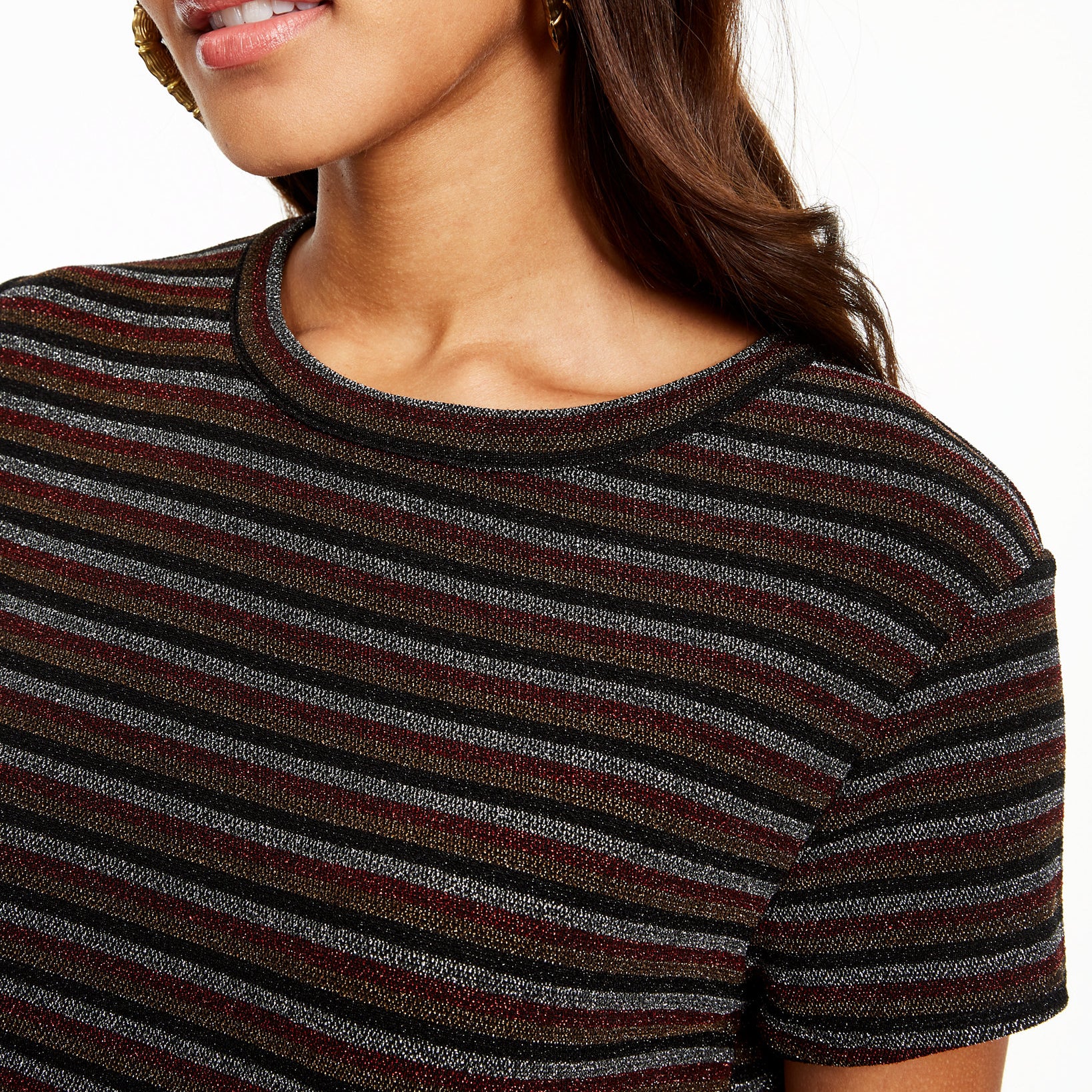 Rosie Harlow Women Lurex Striped T Shirt Dress