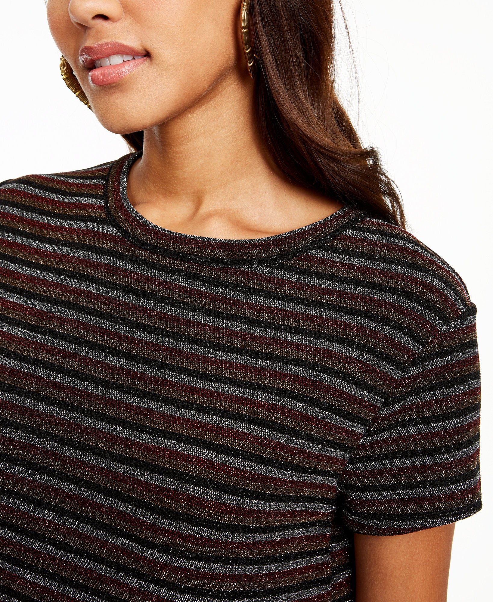 Rosie Harlow Women Lurex Striped T Shirt Dress