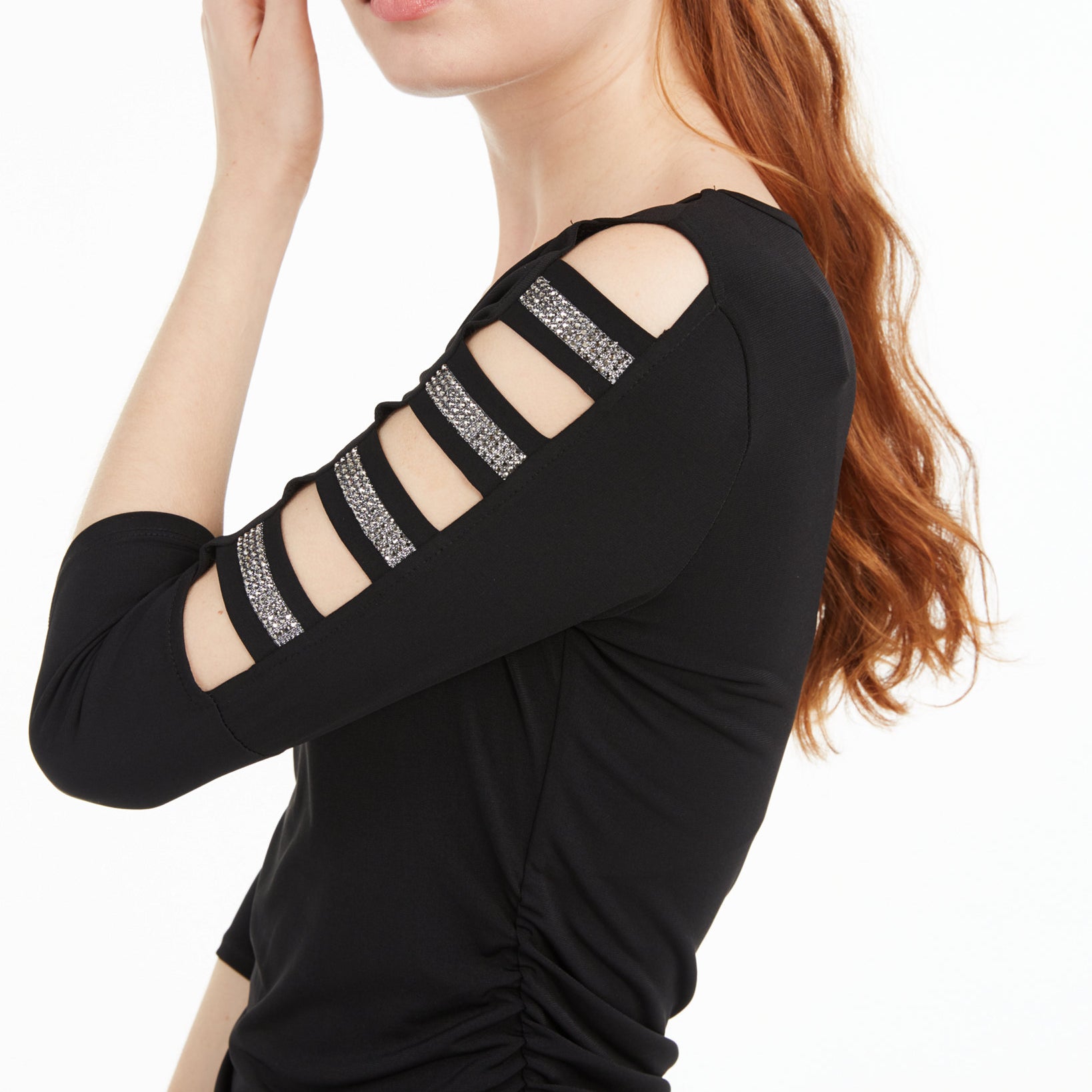 BCX Juniors Rhinestone Embellished Ladder Trim Top