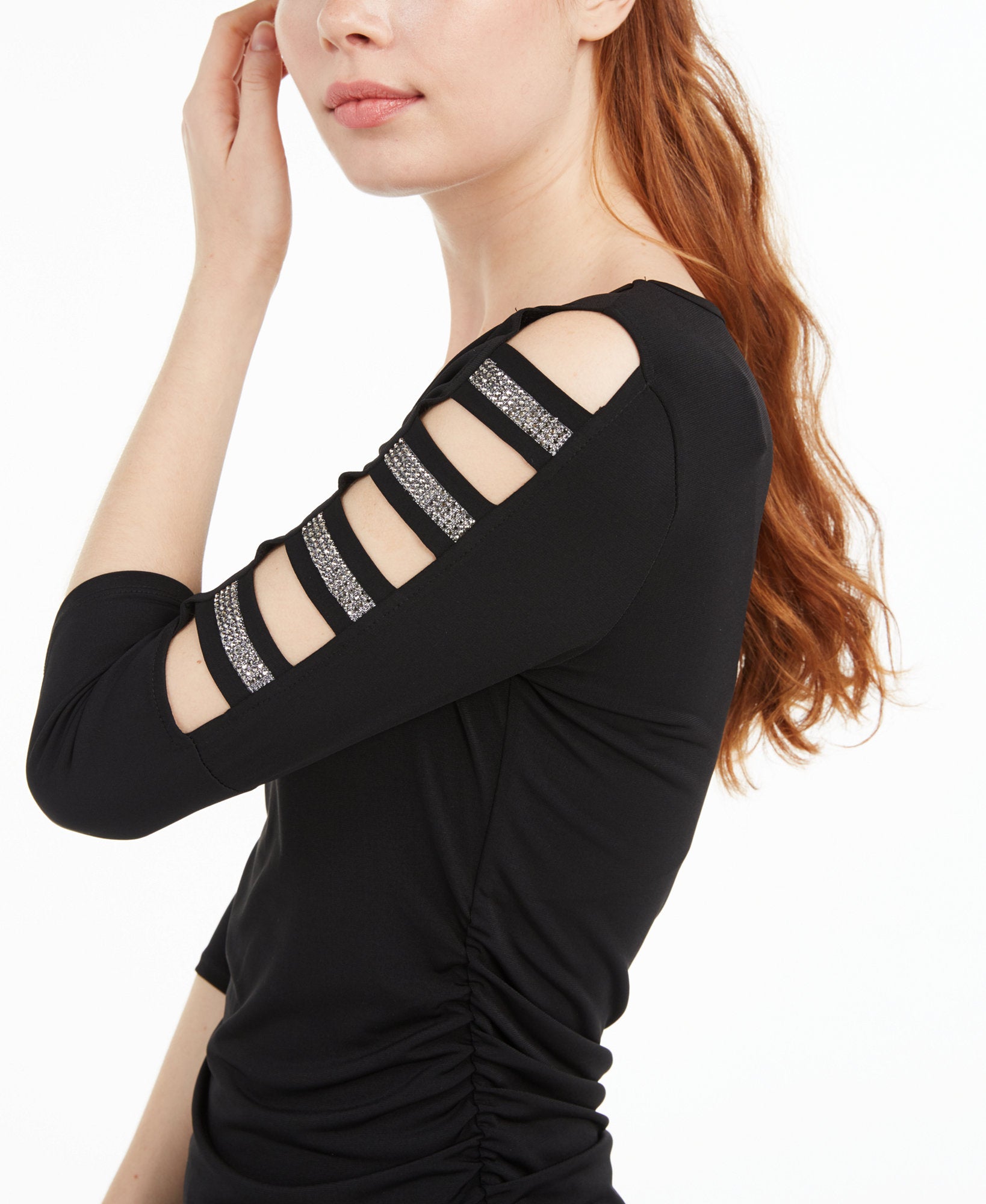 BCX Juniors Rhinestone Embellished Ladder Trim Top