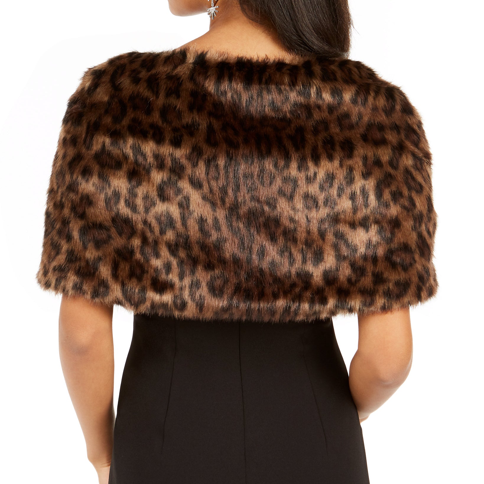 Tahari ASL Women Leopard Print Faux Fur Shawl