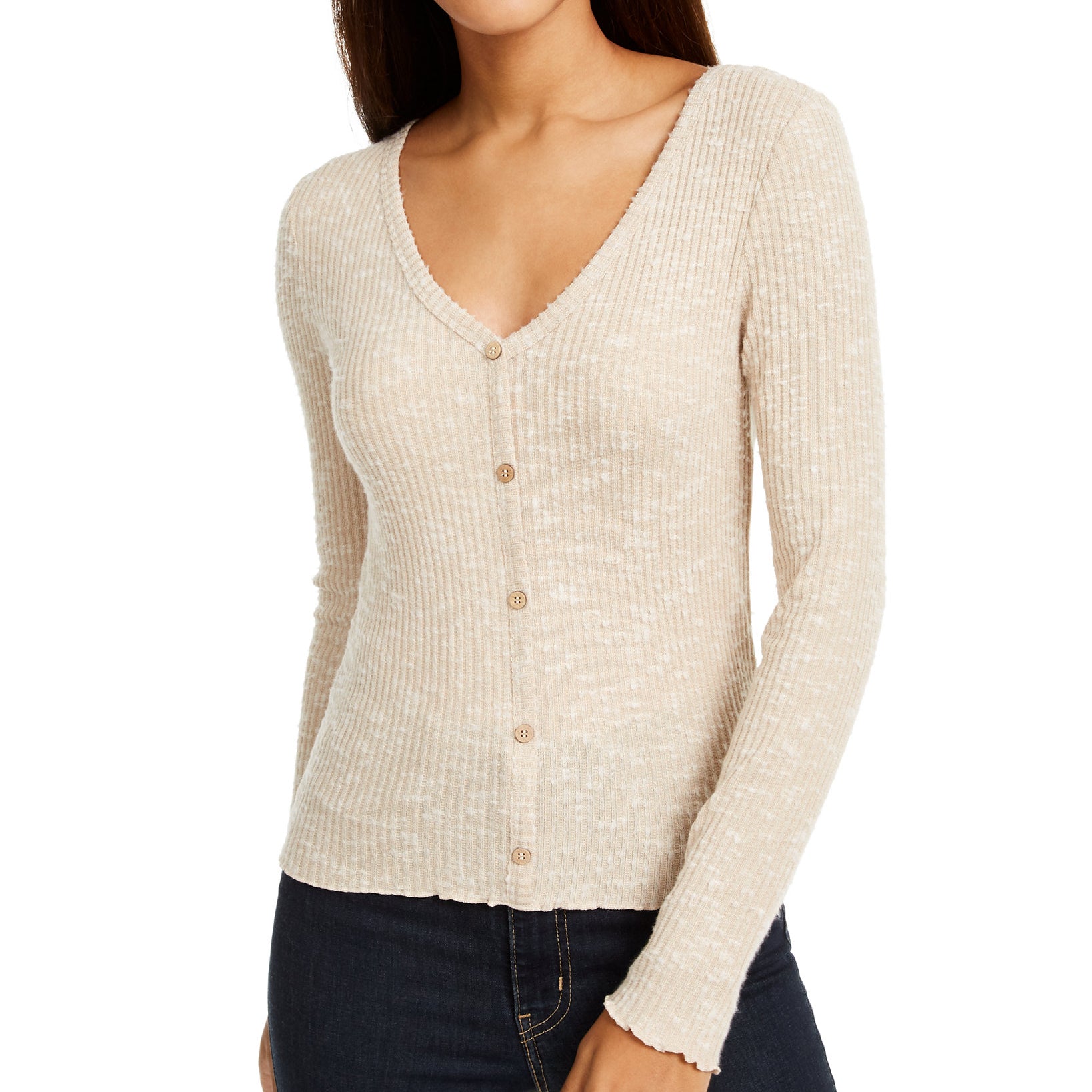 Crave Fame Women Cozy Rib Knit Top Oat