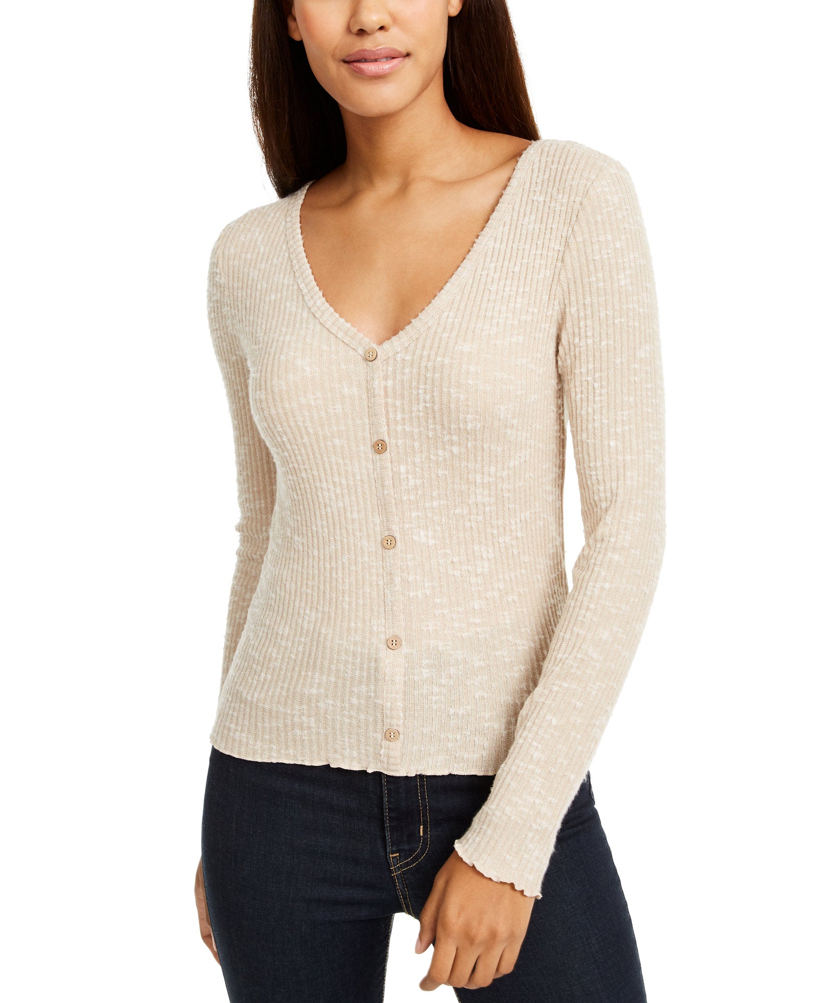 Crave Fame Women Cozy Rib Knit Top Oat
