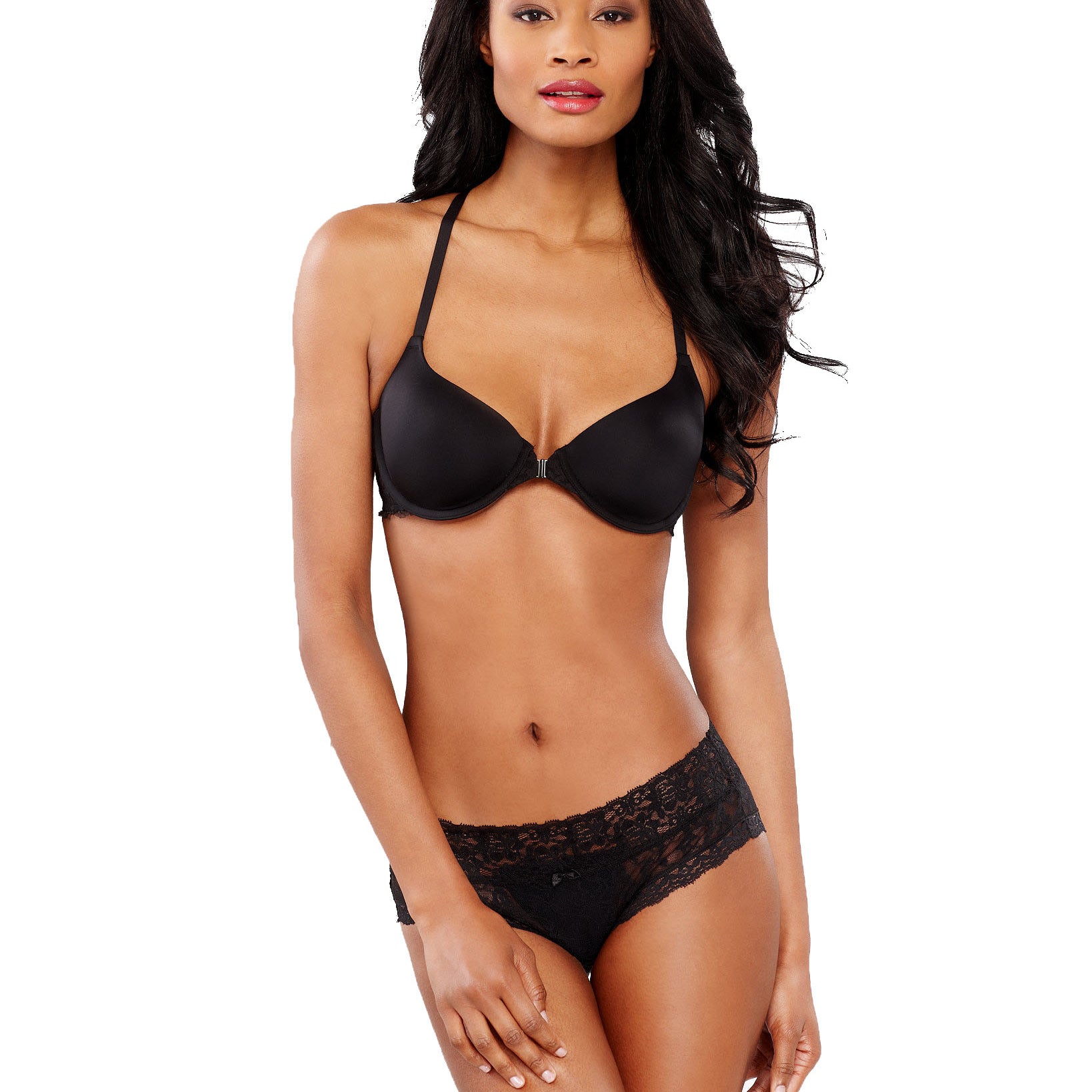 DKNY Women Signature Lace Racerback Underwire Demi Bra 458209 Black