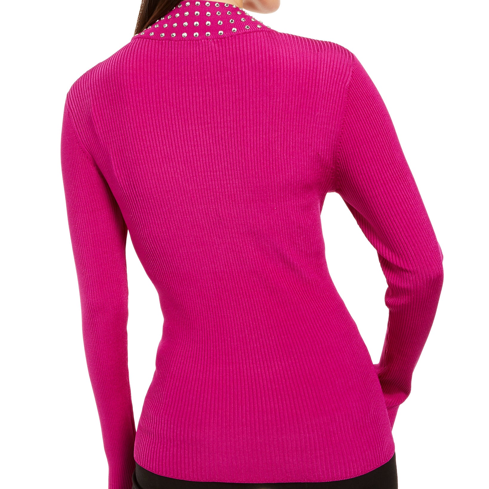 INC International Concepts Women Embellished Ribbed Knit Turtleneck