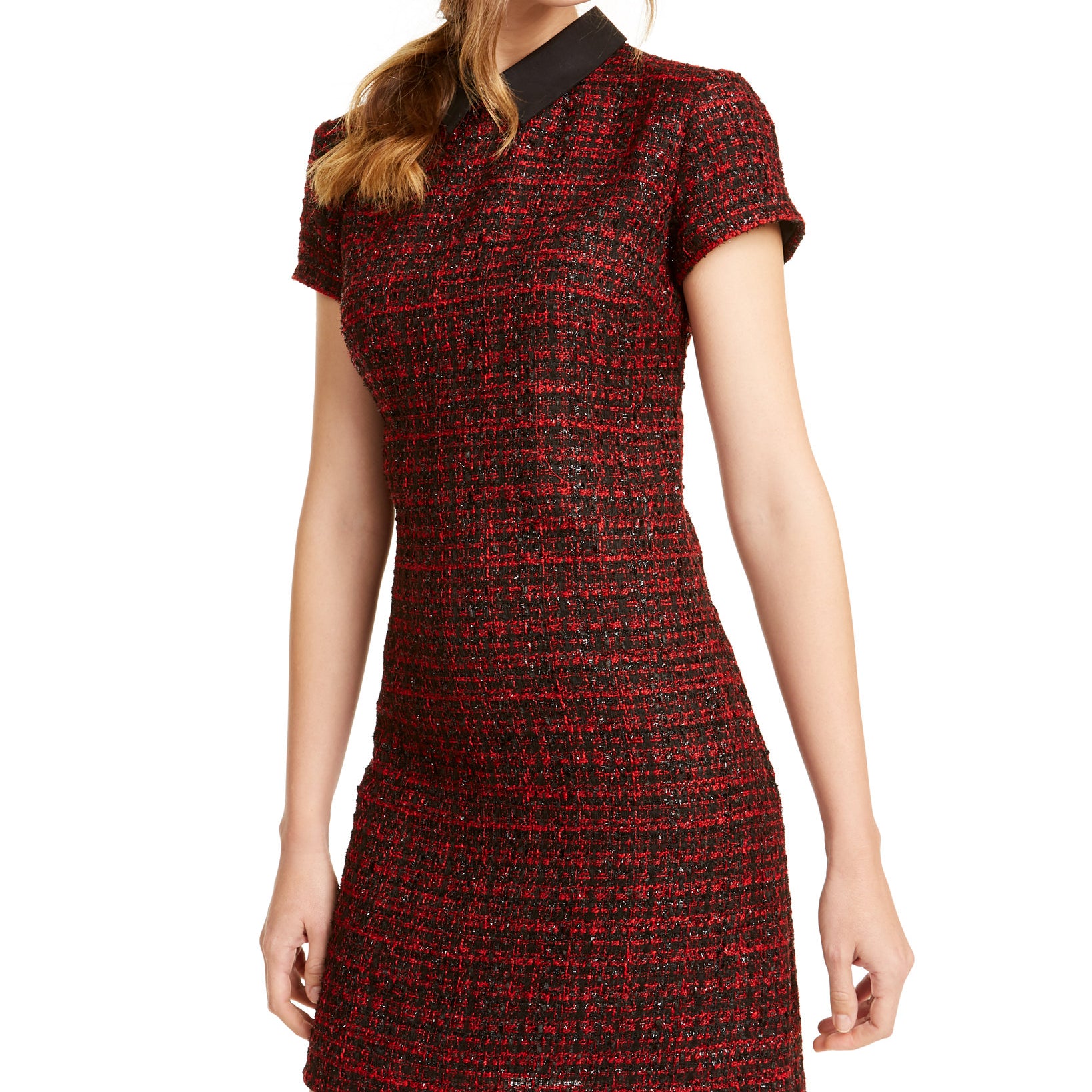 Maison Jules Women Collared Tweed Shift Dress