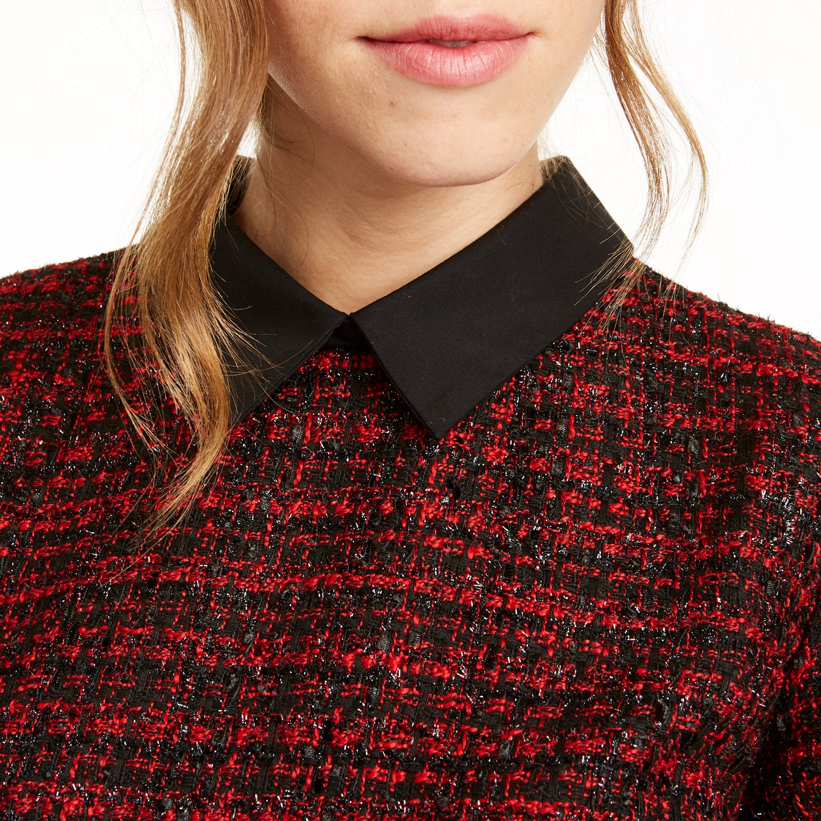 Maison Jules Women Collared Tweed Shift Dress