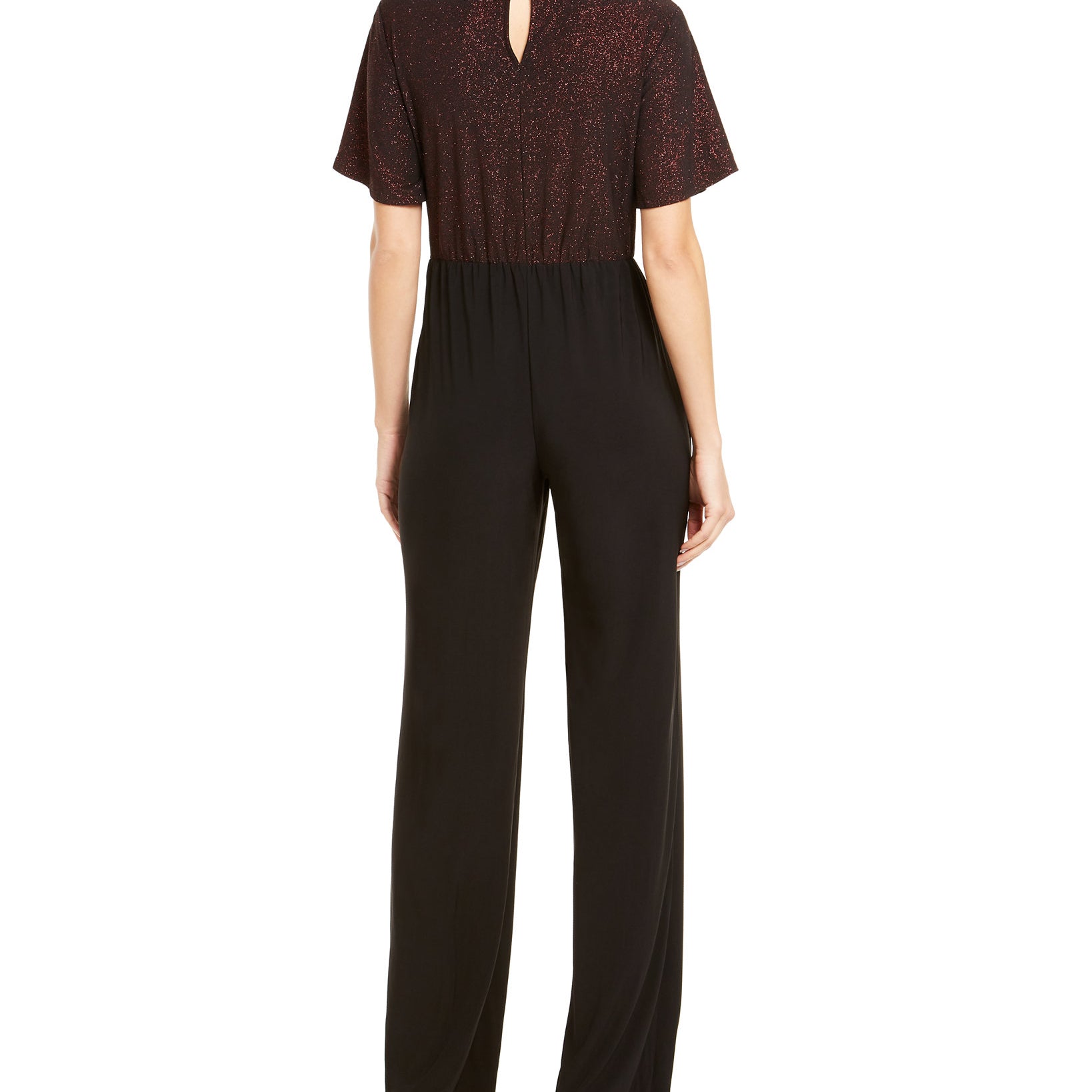 NY Collection Women Petite Metallic Tie Front Jumpsuit