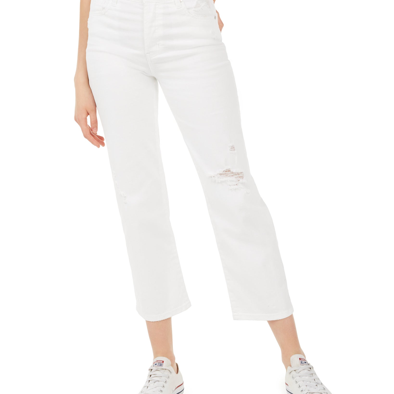 Celebrity Pink Womens Distressed Cropped Jeans Costello White