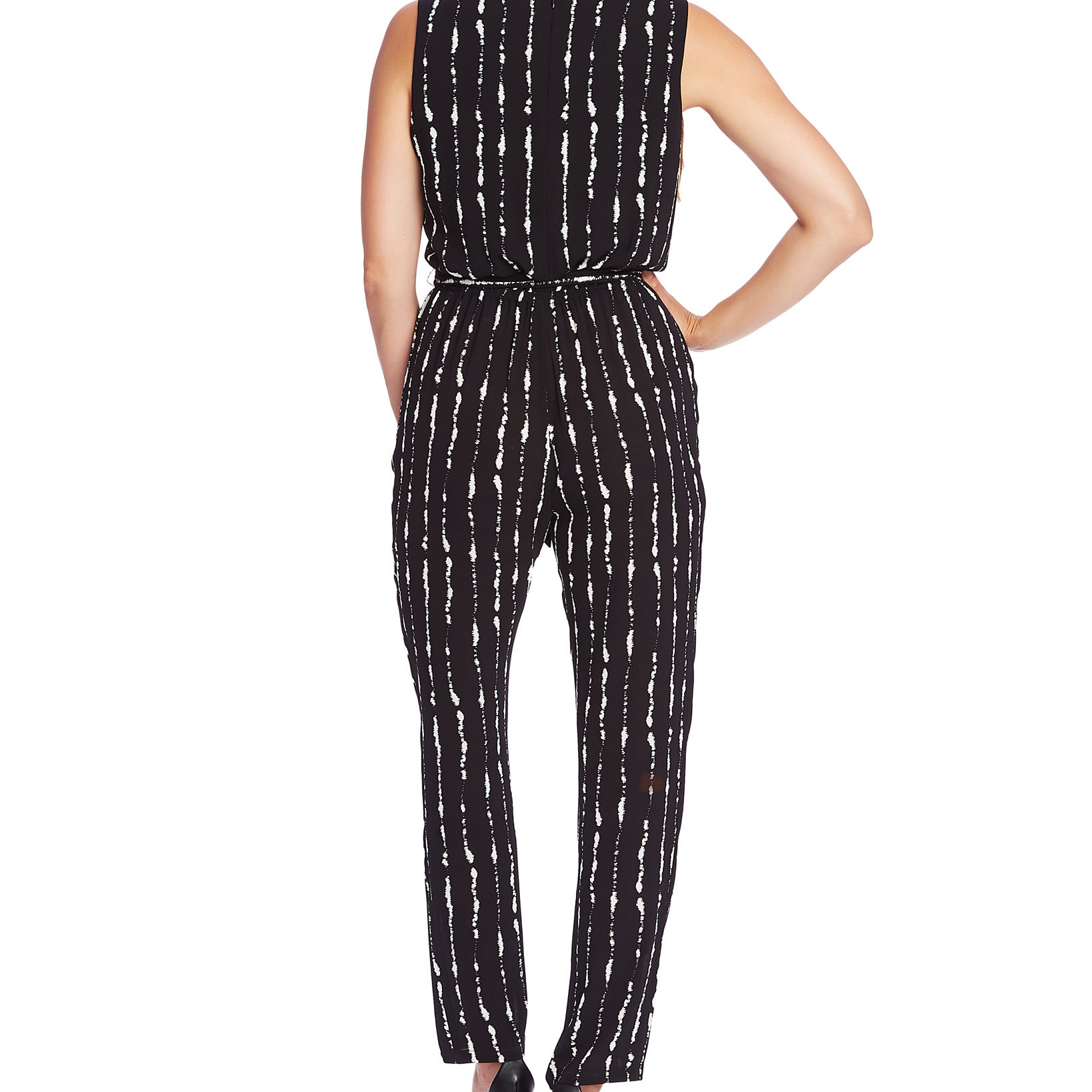 Vince Camuto Women Sleeveless Printed Belted Jumpsuit
