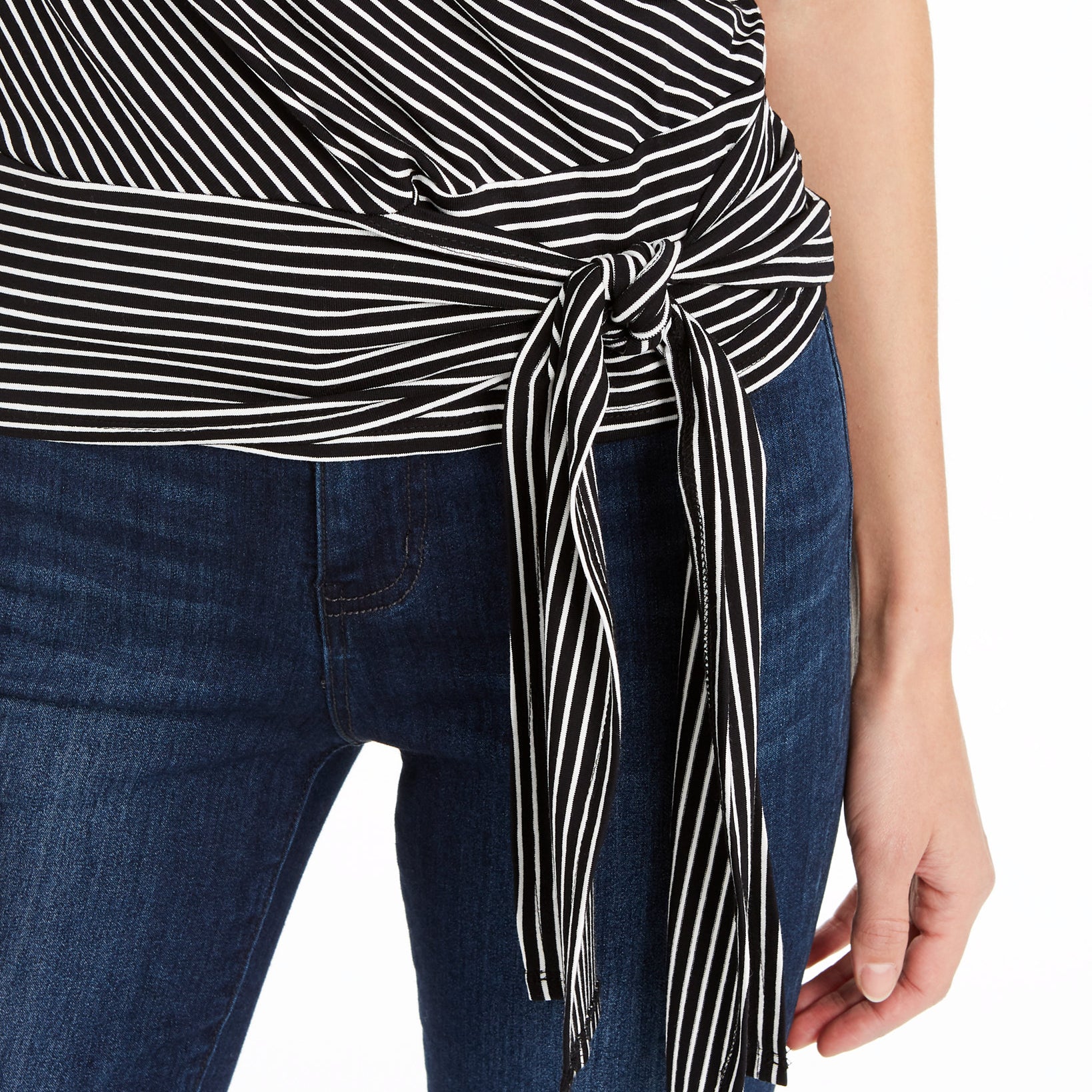 Vince Camuto Women Striped Tie Front Top